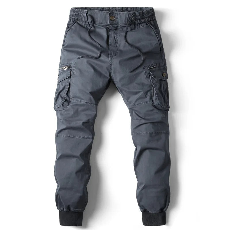 Pantalón jogger de algodón para hombre – bolsillos cargo y cintura elástica ajustable