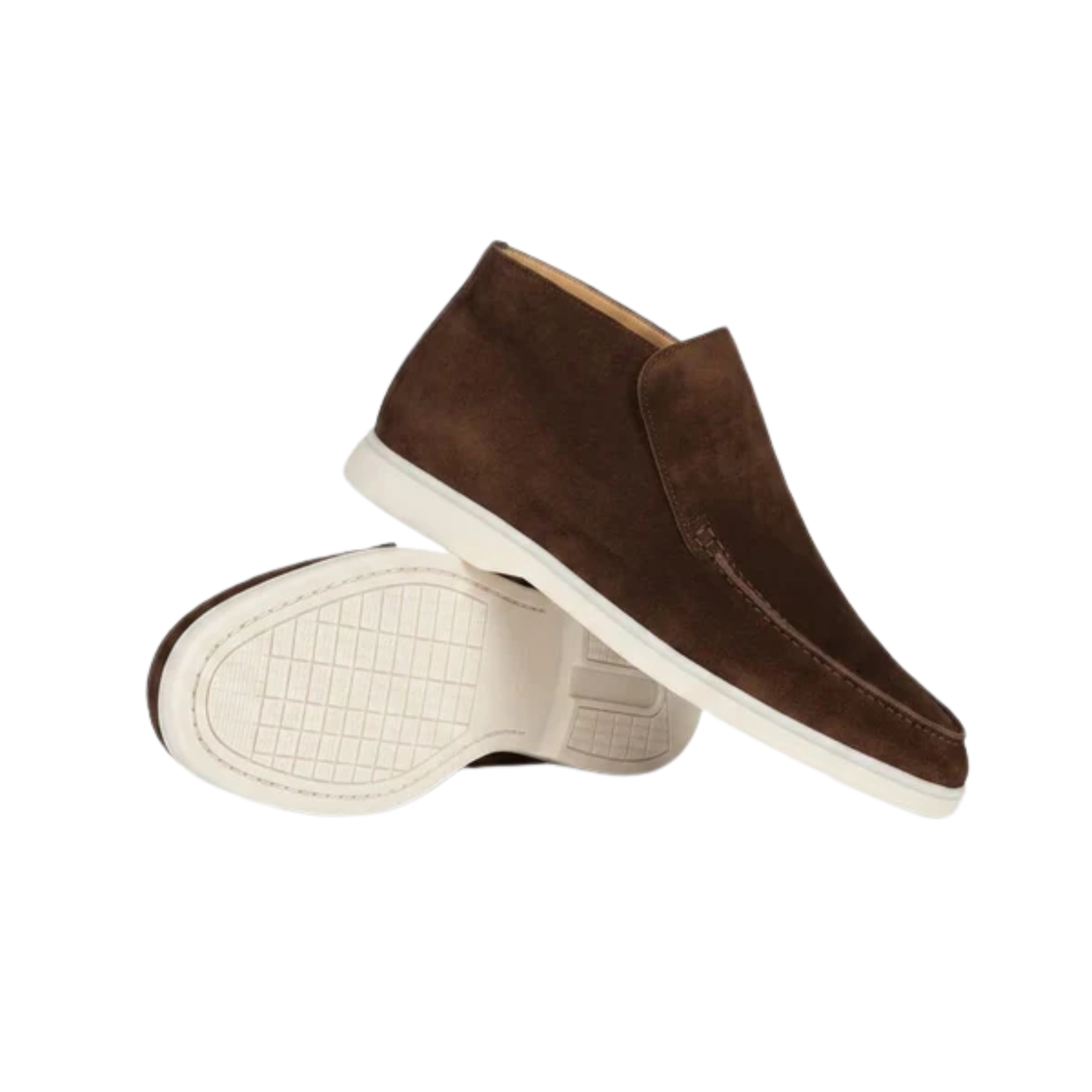 Mocassins montants pour homme — bottines à enfiler en daim — style bureau chic décontracté