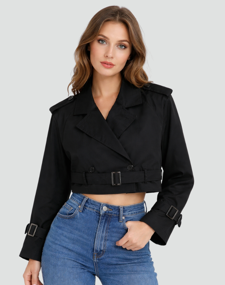 Trench corto da donna in cotone – Taglio corto e silhouette classica senza tempo
