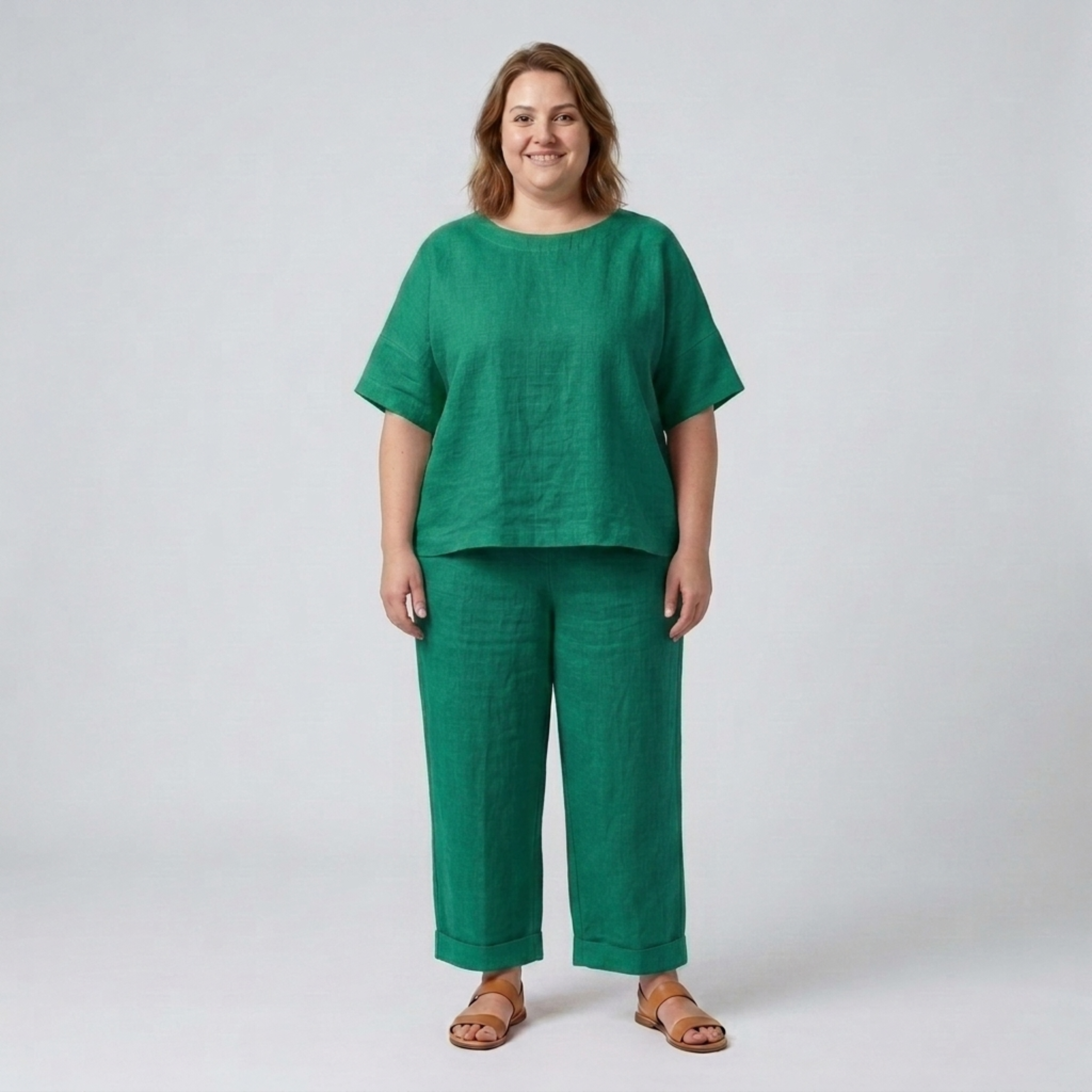 Ensemble pantalon grande taille en coton pour femme