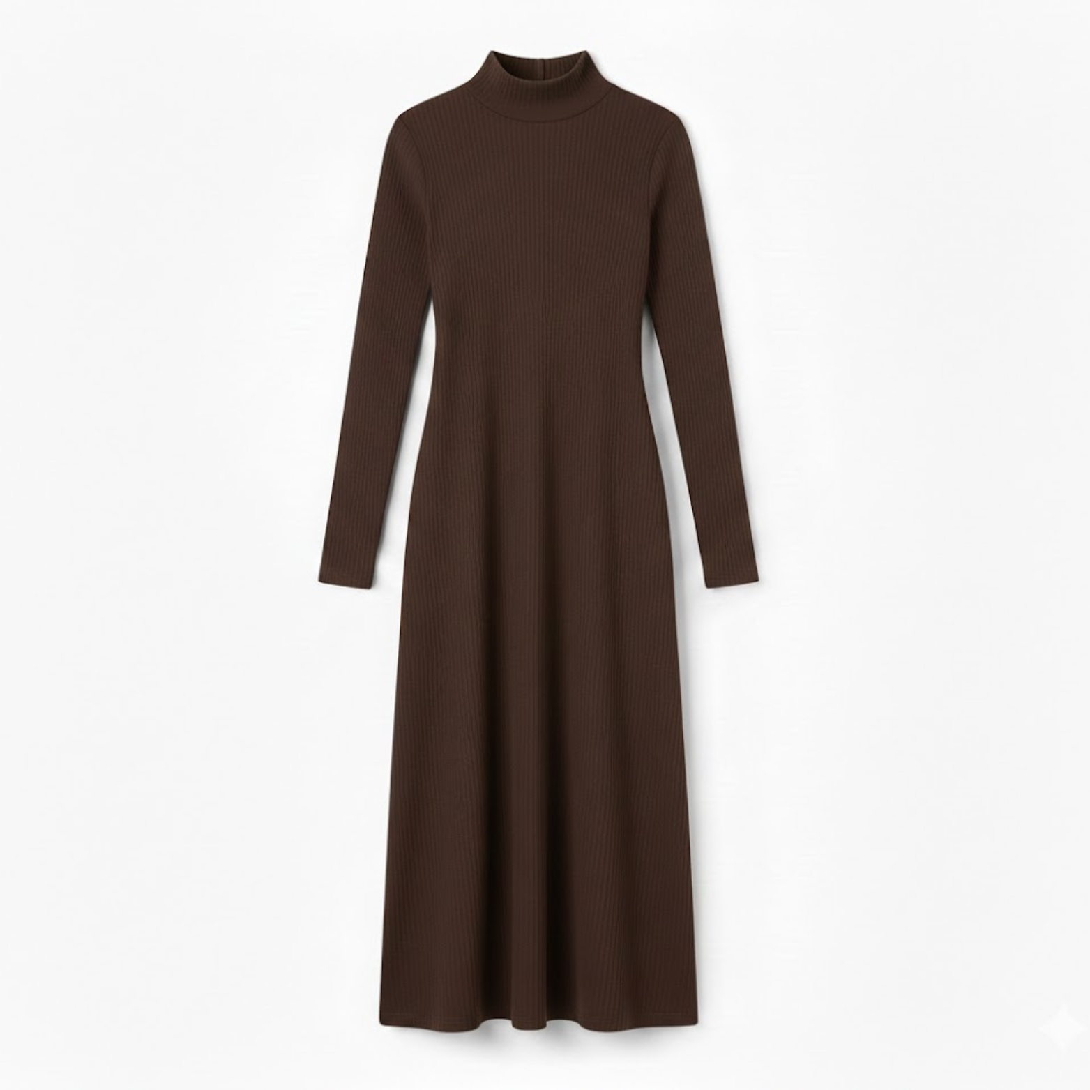Robe longue ajustée à manches longues et col roulé montant