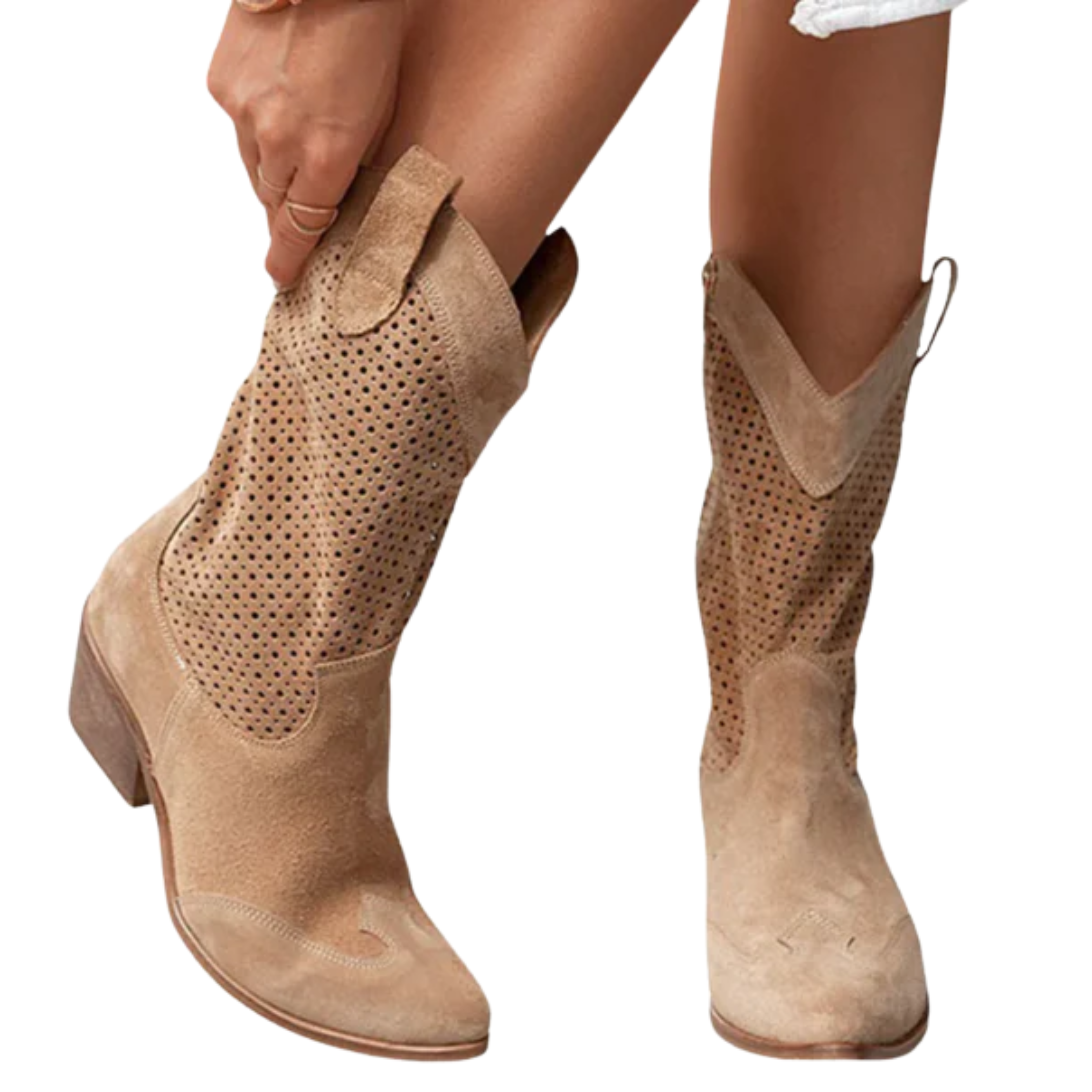 Bottines cowboy femme — en cuir — mi-mollet — usage quotidien