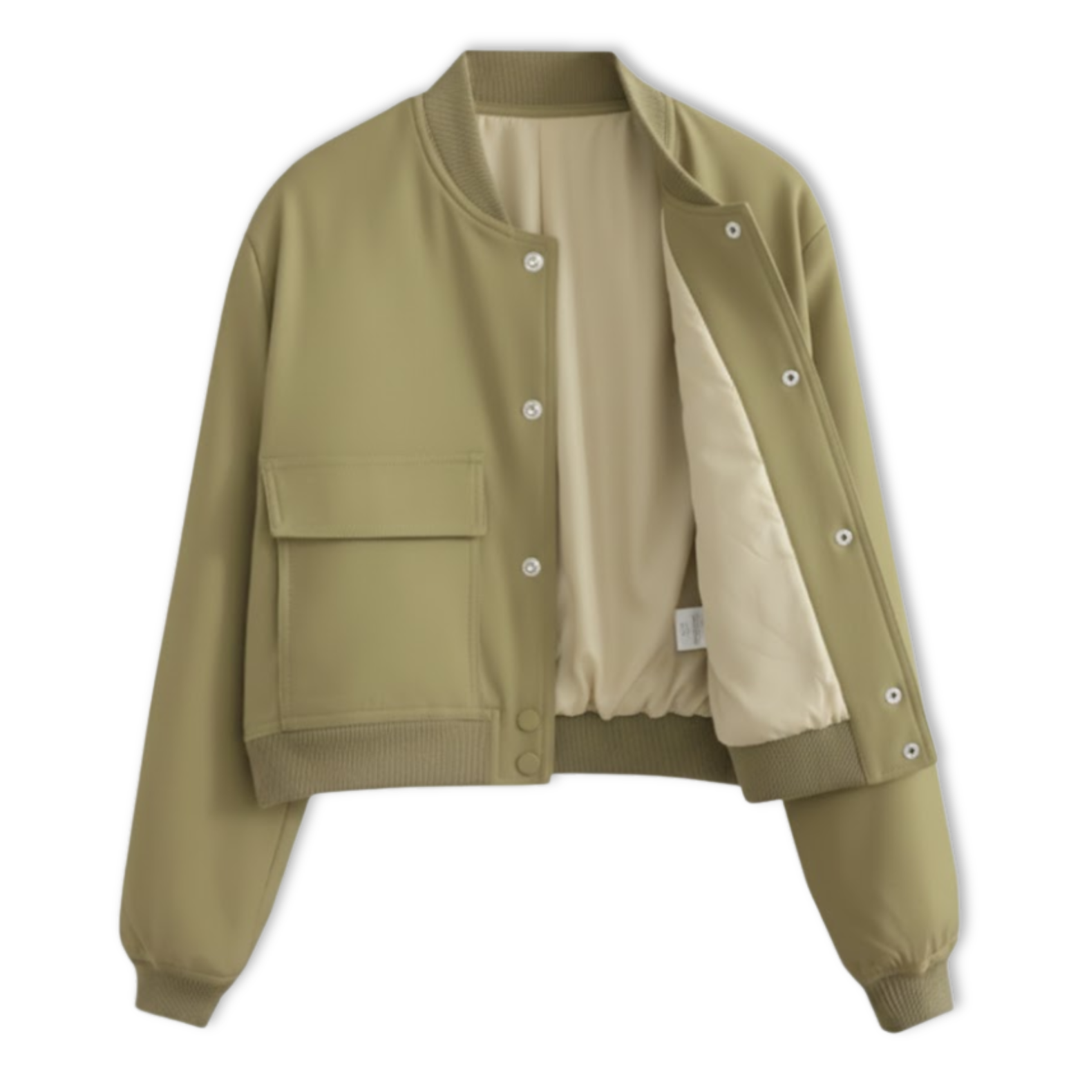 Veste bomber femme courte à boutons pression et grandes poches plaquées