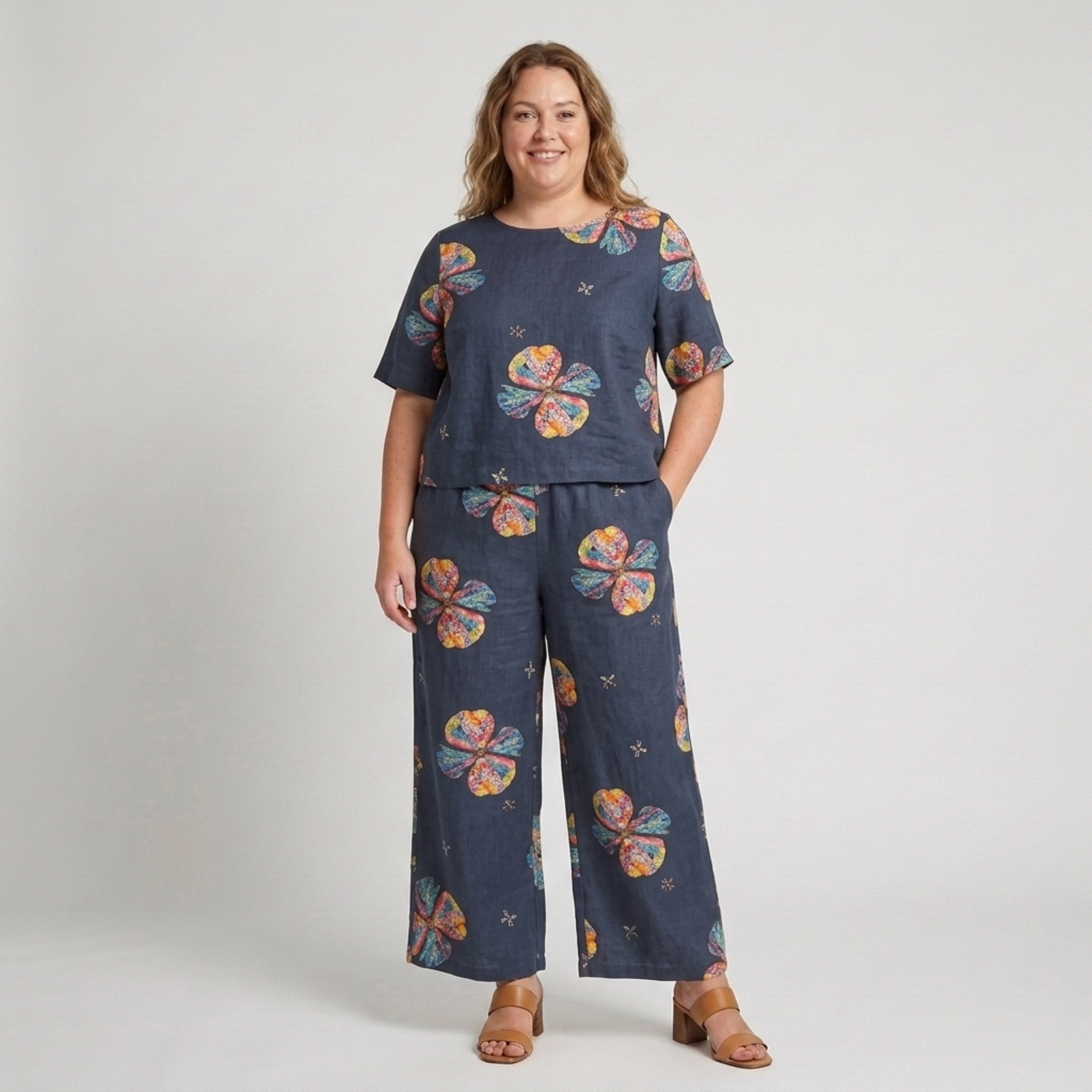 Ensemble pantalon grande taille à imprimé floral