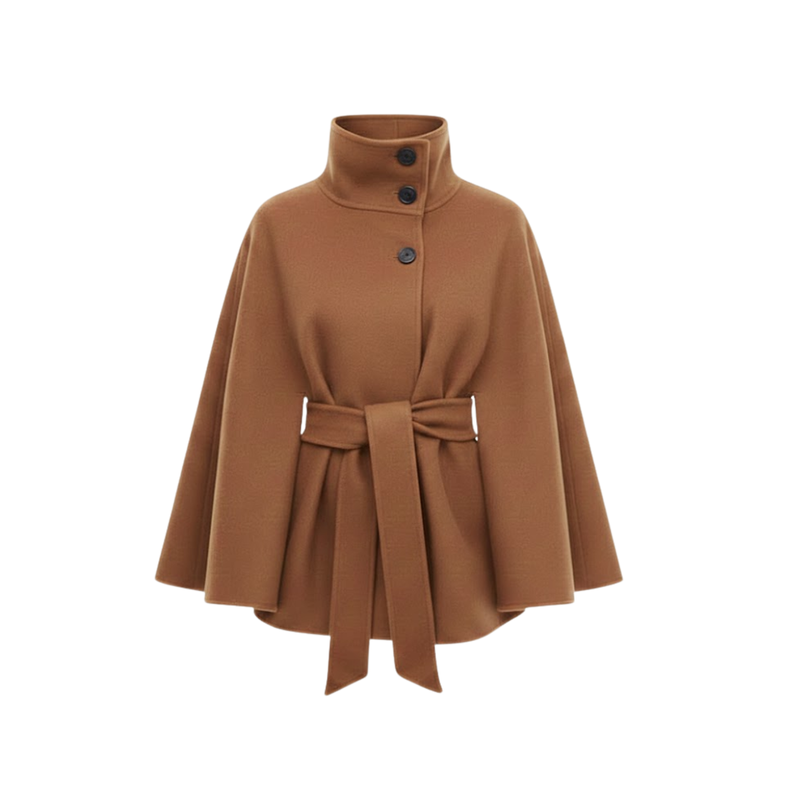 Manteau cape structuré avec ceinture et col montant