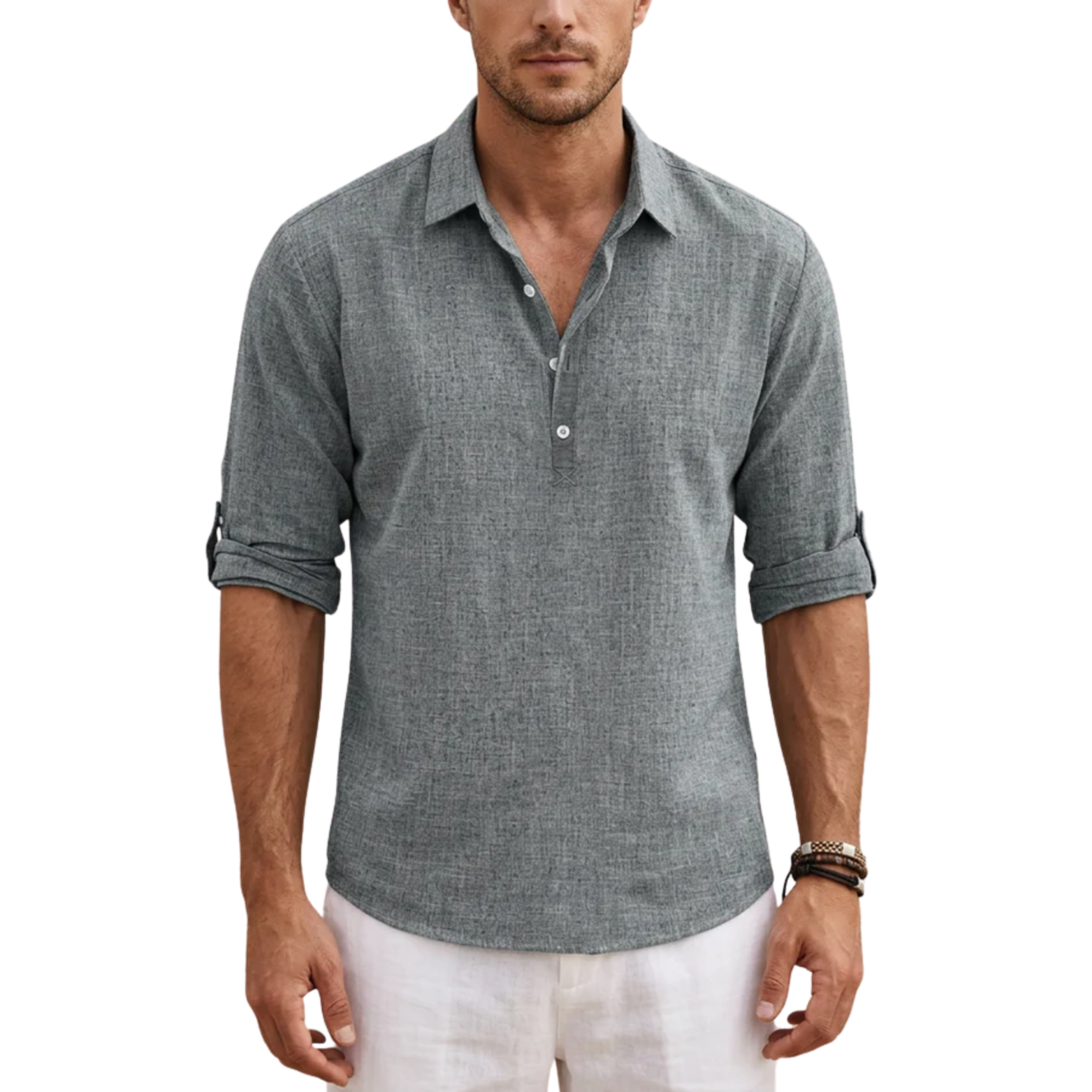 Polo manches courtes homme — mélange de lin respirant — vacances