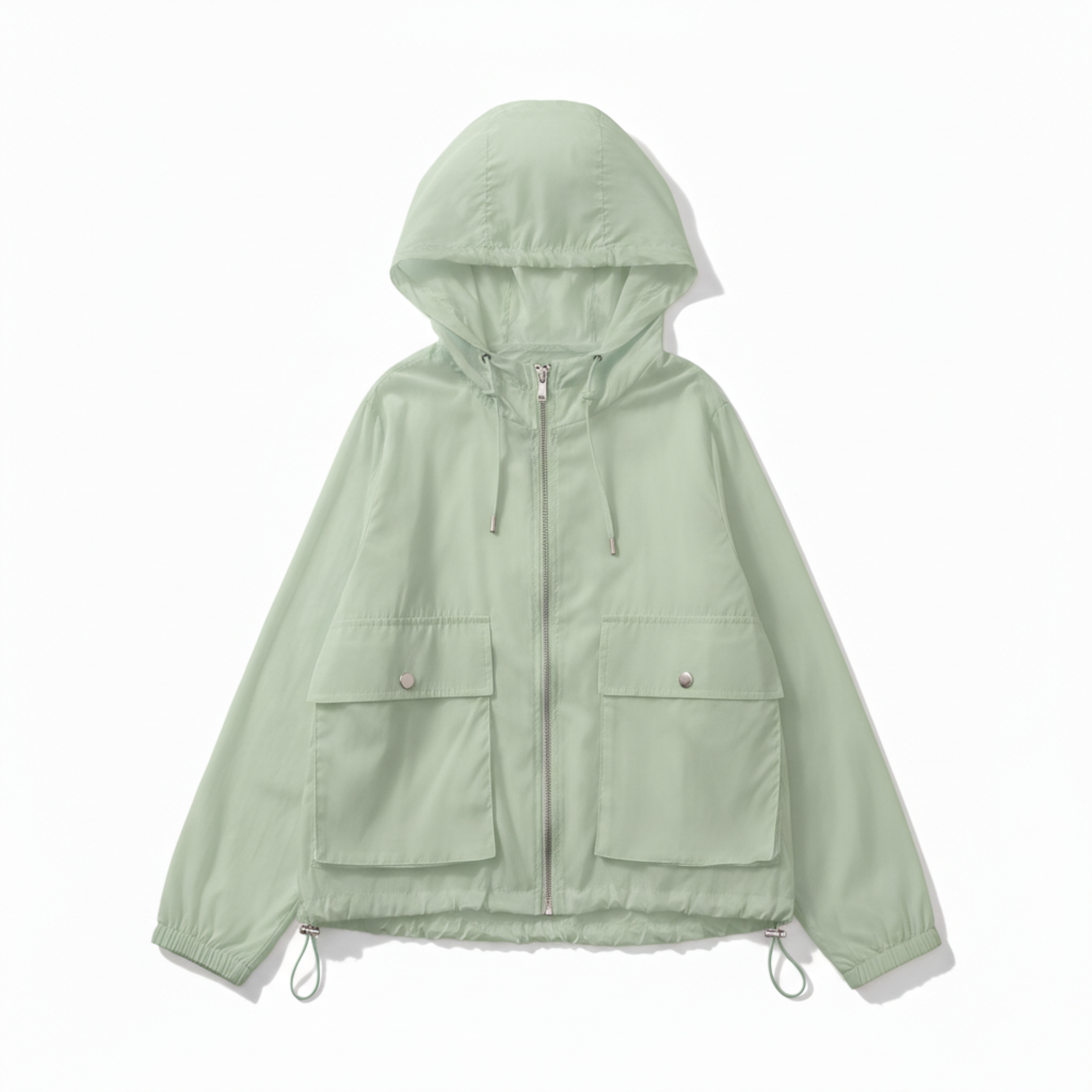 Veste de Protection Solaire Légère à Capuche et Fermeture Éclair pour Femme