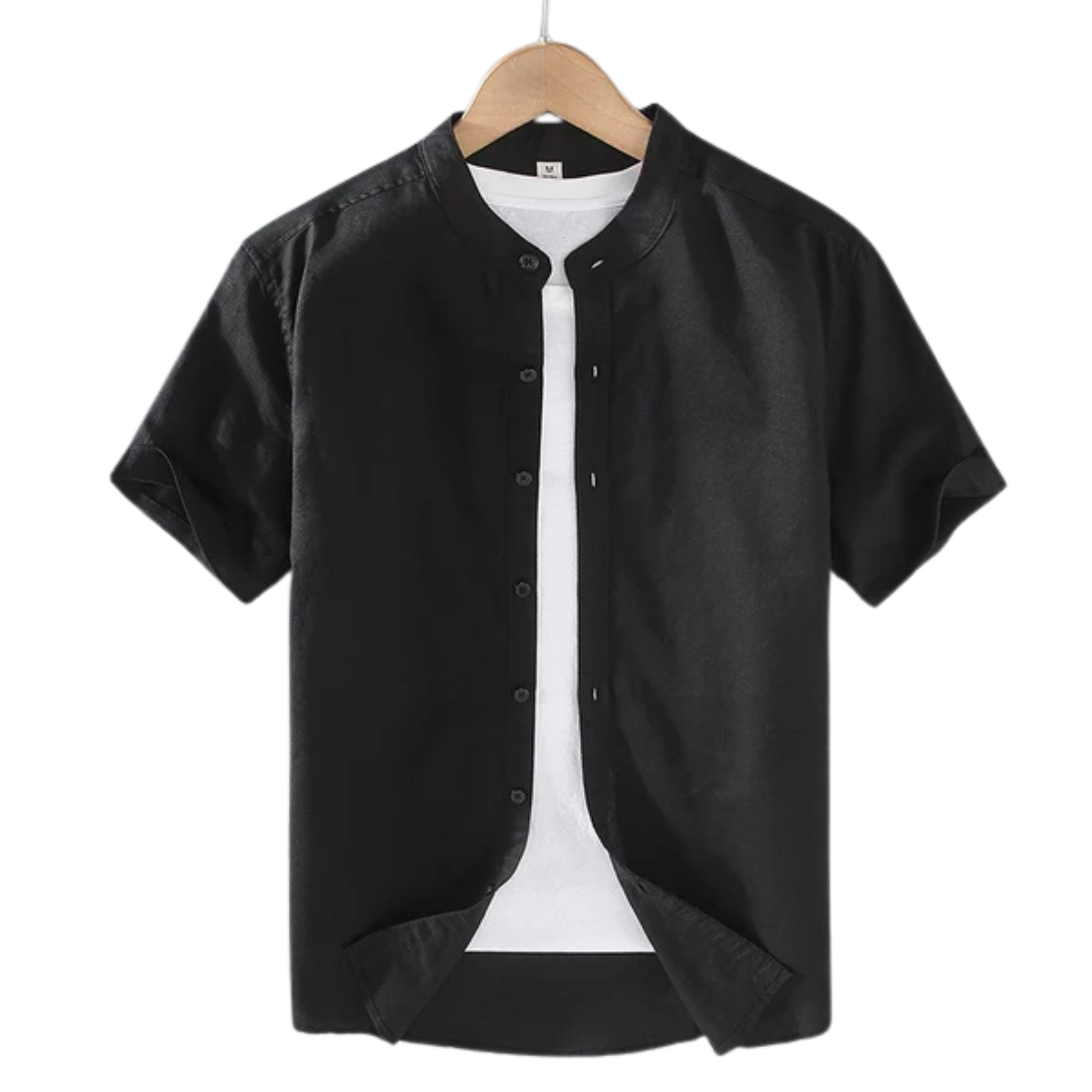 Chemise en lin homme à col officier et manches courtes — été