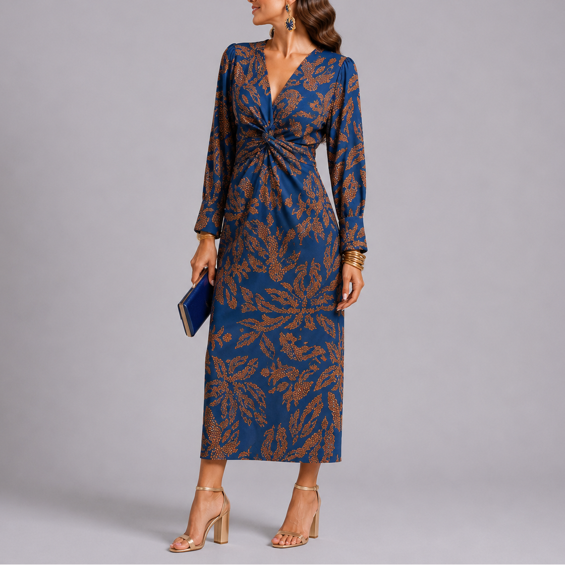 Robe Midi Manches Longues Florale