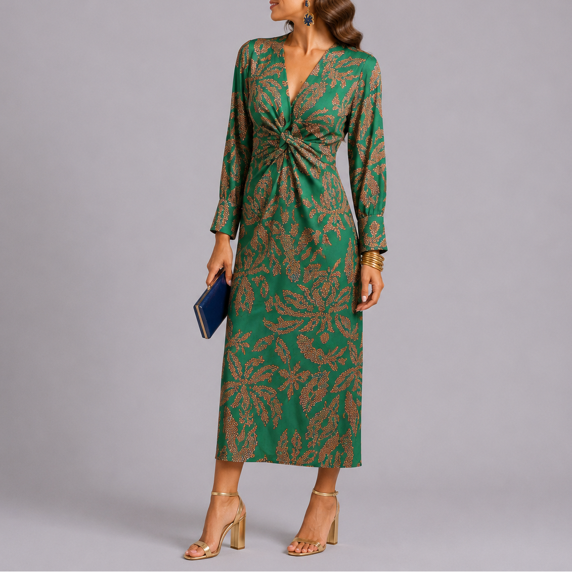 Robe Midi Manches Longues Florale