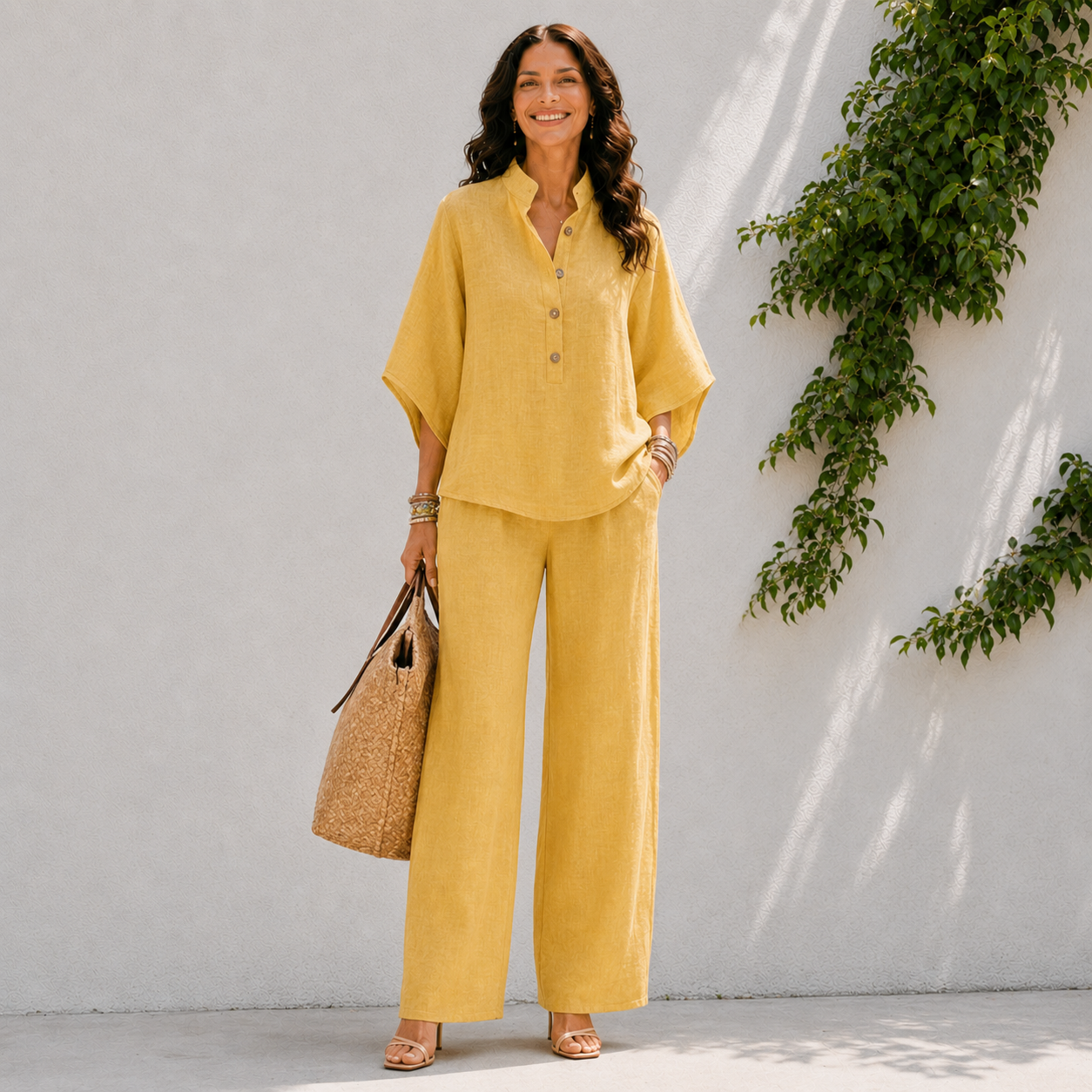 Ensemble deux pièces pour femme - chemise oversize et pantalon été