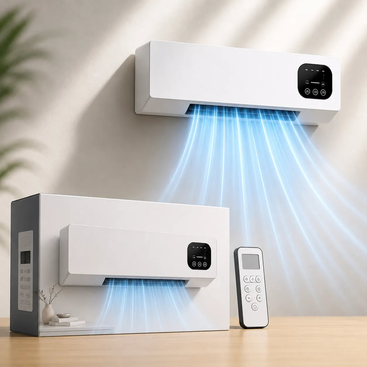 2000 W Wall-Mounted Electric Heater with Fan, Remote Control, and 3 Speeds