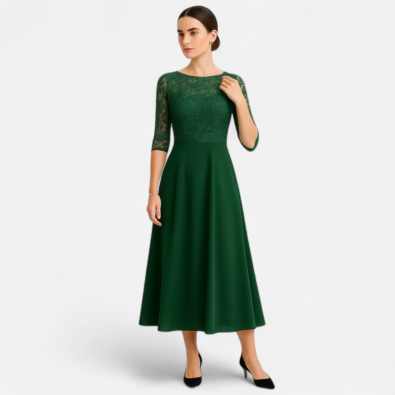 Ancient World | Elegant Summer Tea-Length Dress for Women – Timeless Grace from Day to Night