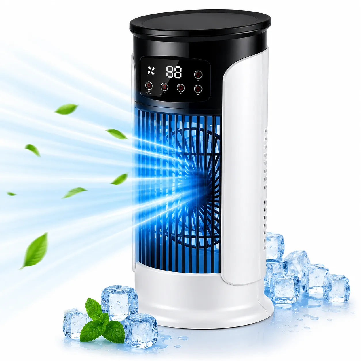 3-in-1 Portable Air Conditioner with Misting, 7-Color LED, and 6 Speeds