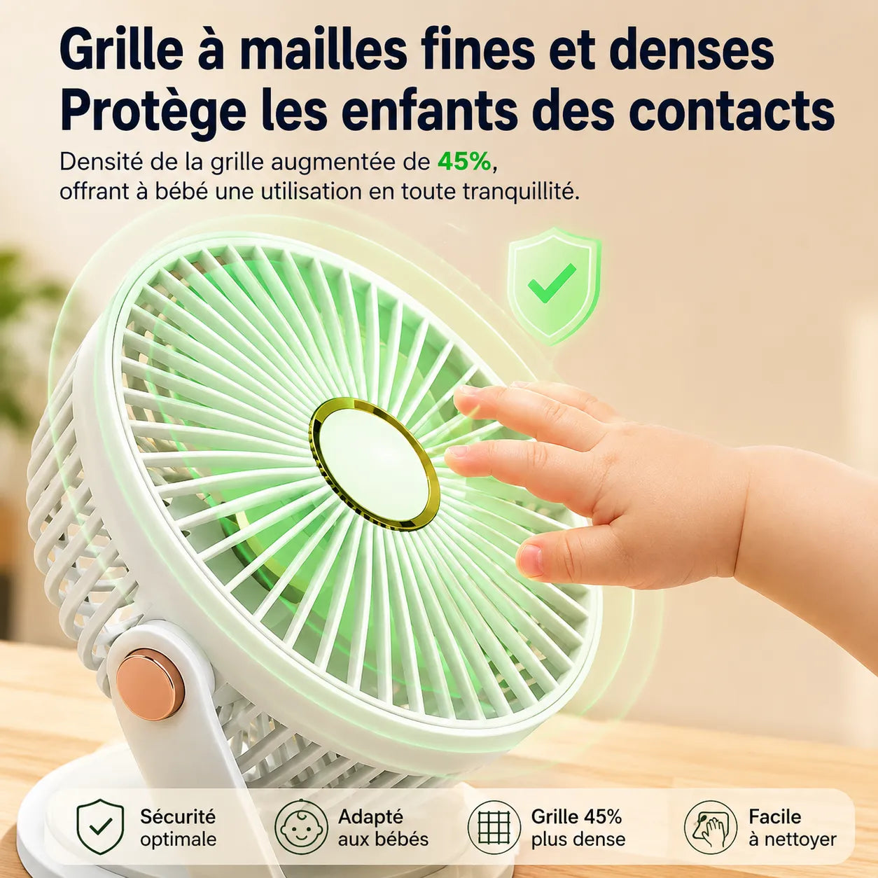 Ventilateur Portable Rechargeable à Clip 8000 mAh avec LED et 5 Vitesses