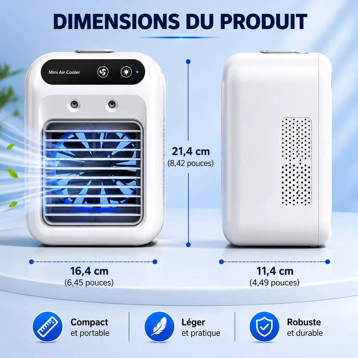 Rafraîchisseur d’Air Portable Rechargeable USB avec Brumisation 500 ml