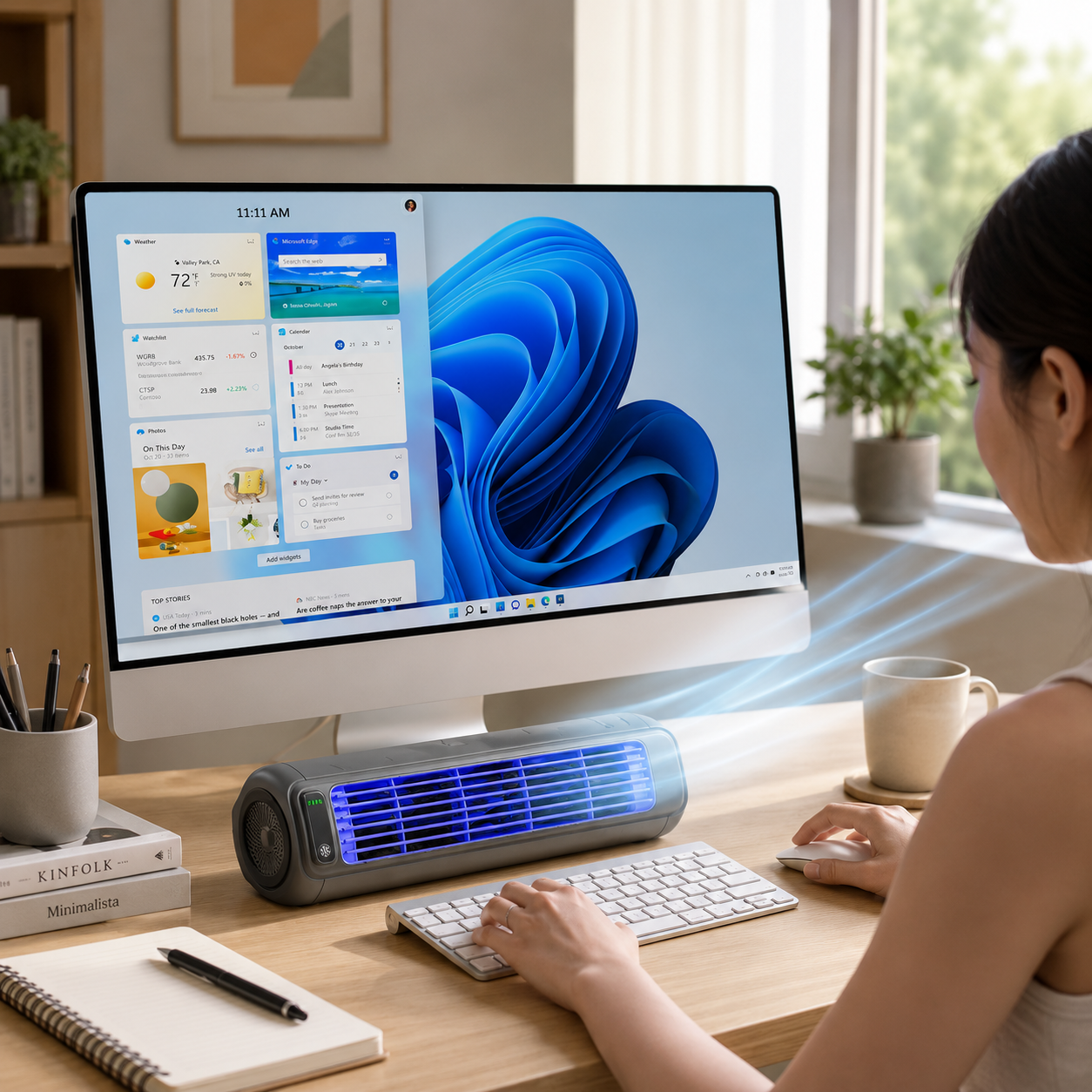 3-in-1 Wireless Rechargeable Portable Air Conditioner with 2000 mAh Battery