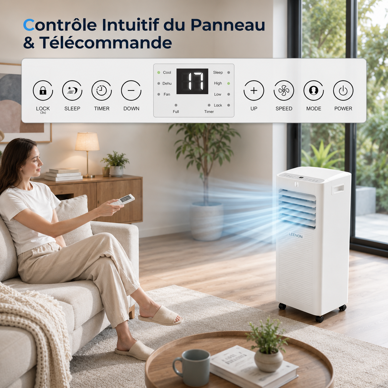 Climatiseur Portable 9000 BTU 3-en-1 avec Ventilation et Déshumidification