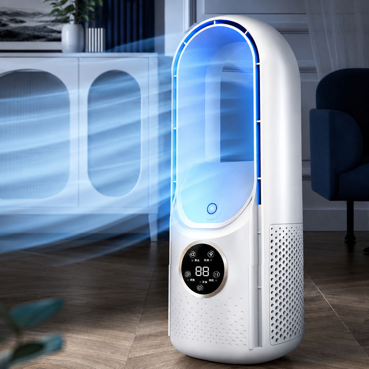 Climatiseur Sans Pales Portable Silencieux avec Refroidissement Réglable et Design Moderne