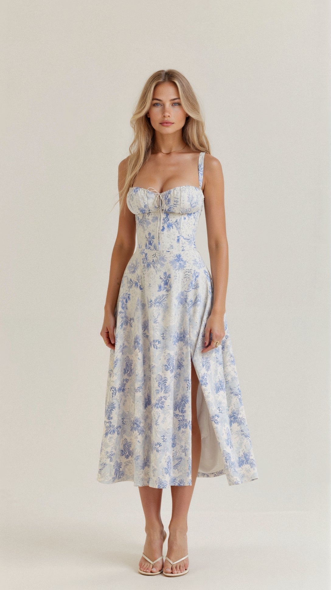 Robe Corset Midi Motif Floral