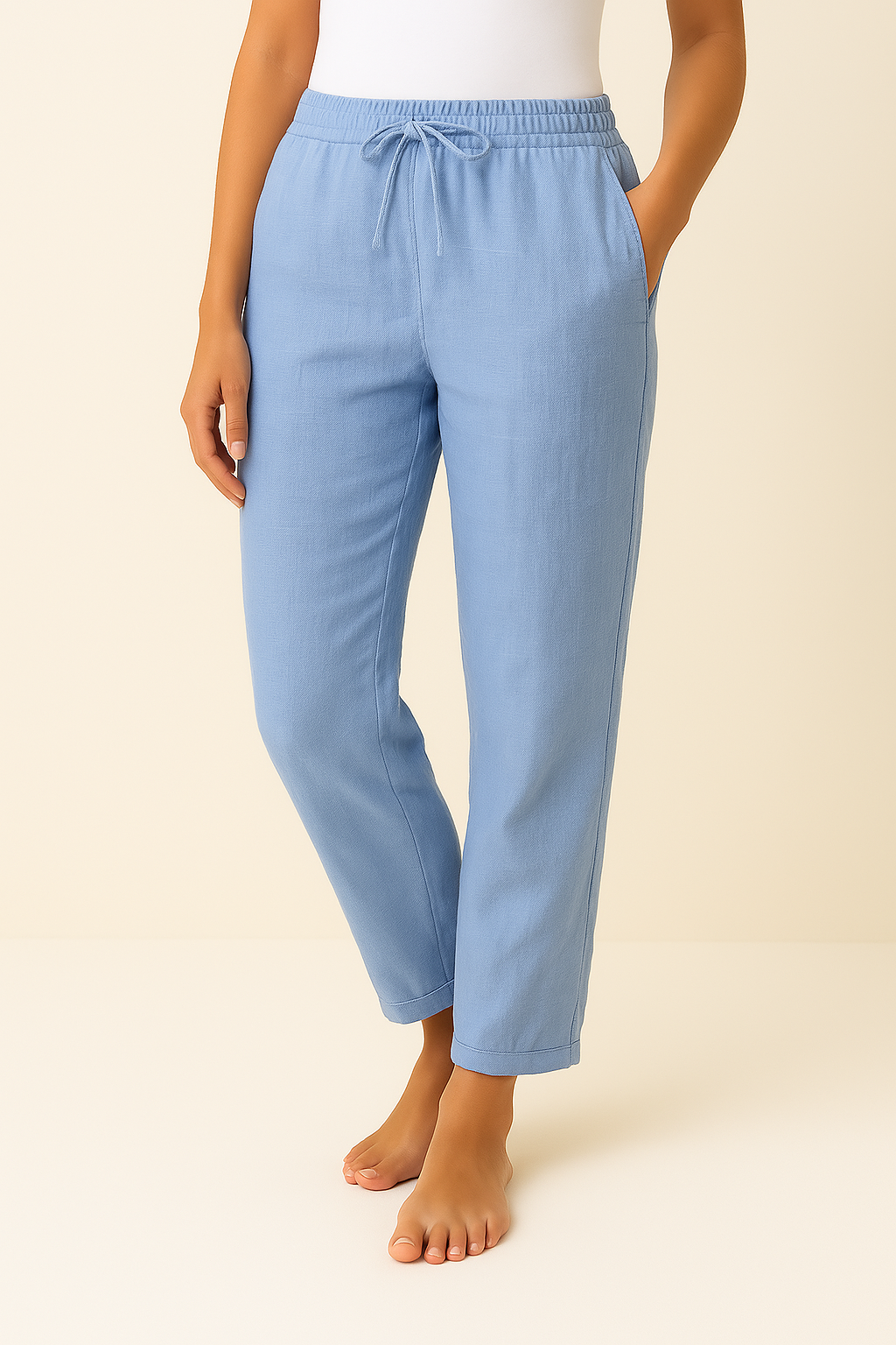 Pantalon Droit Femme Cordon Taille