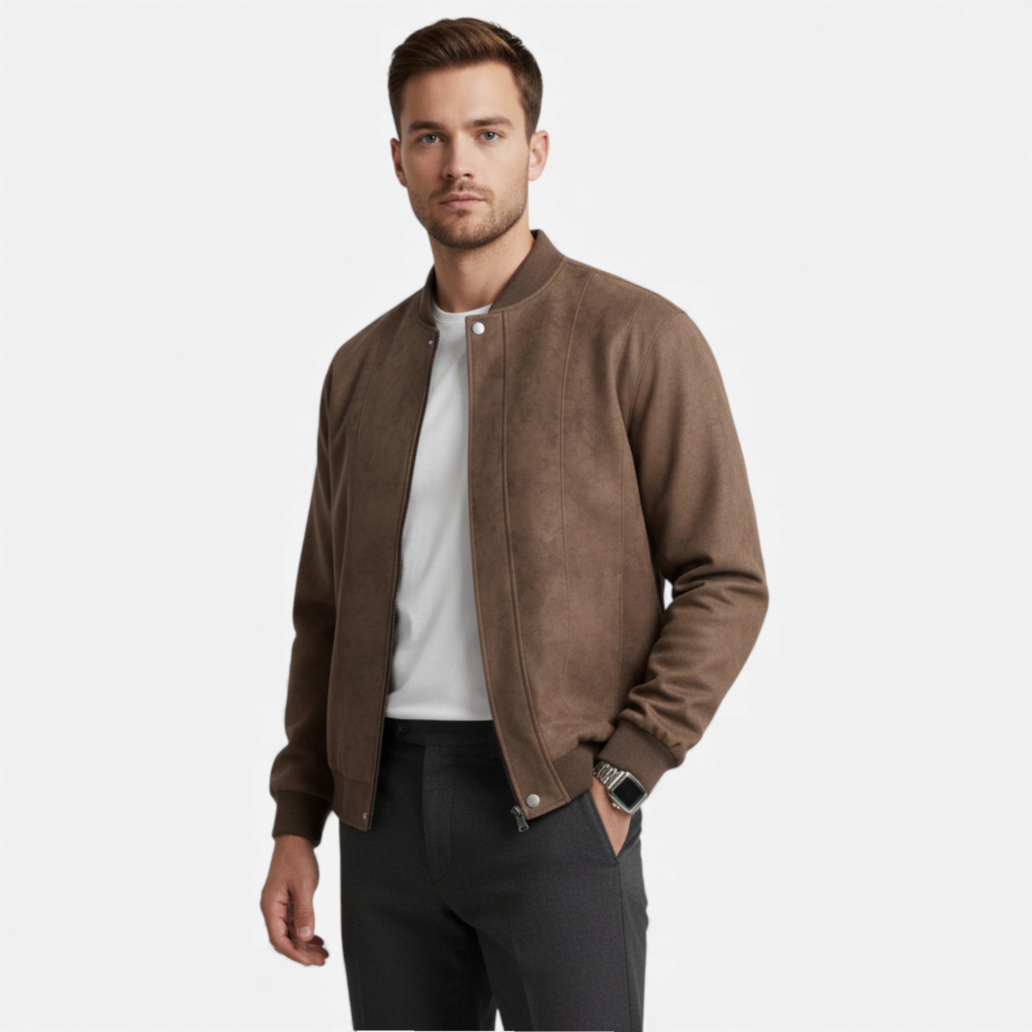Ancienne Monde | Blouson Homme en Daim Style Bombardier