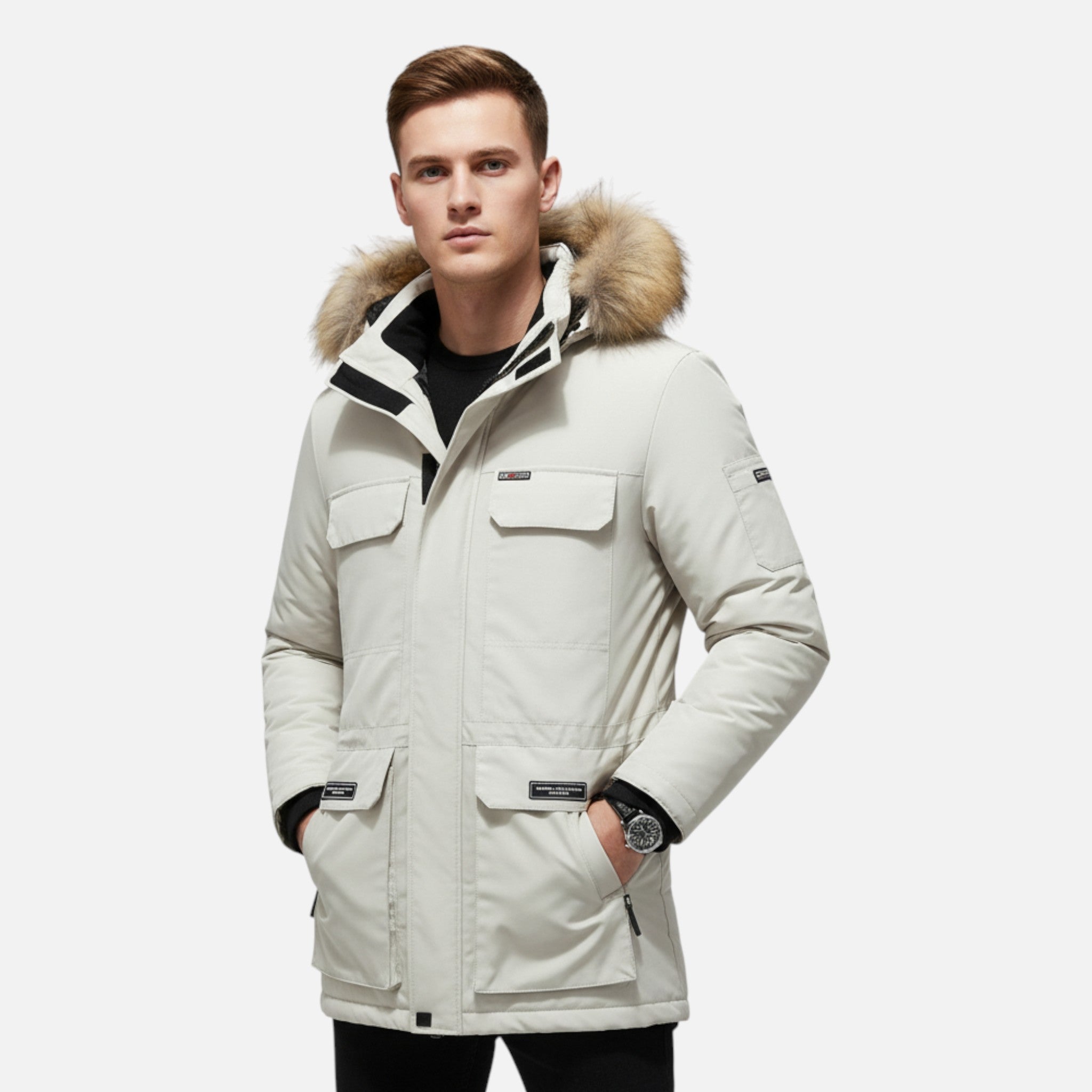 Ancienne Monde | Parka Homme Duvet Hiver à Capuche et Doublure Polaire