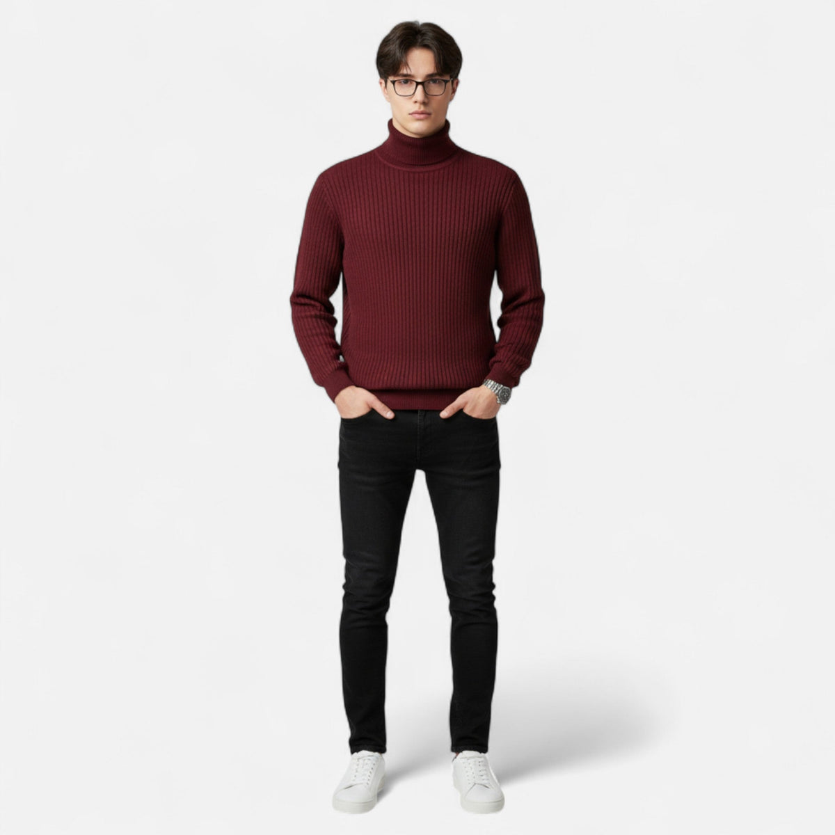Pull en Laine Homme – Col Roulé Classique et Style Intemporel Raffiné