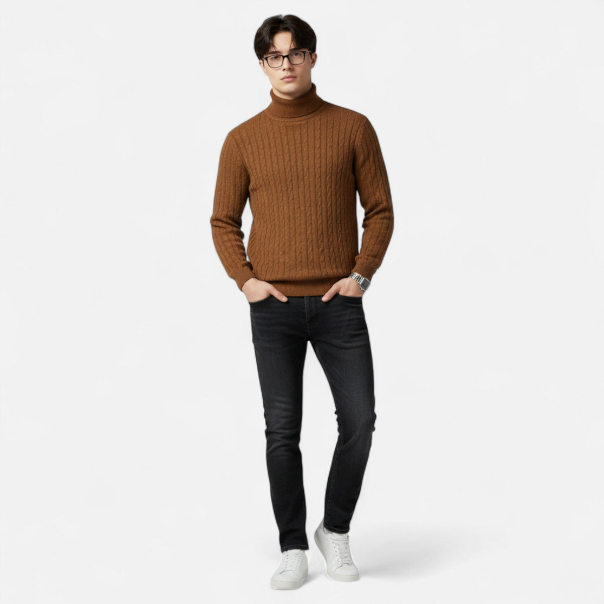 Pull en Laine Homme – Col Montant et Style Sobre au Charme Intemporel