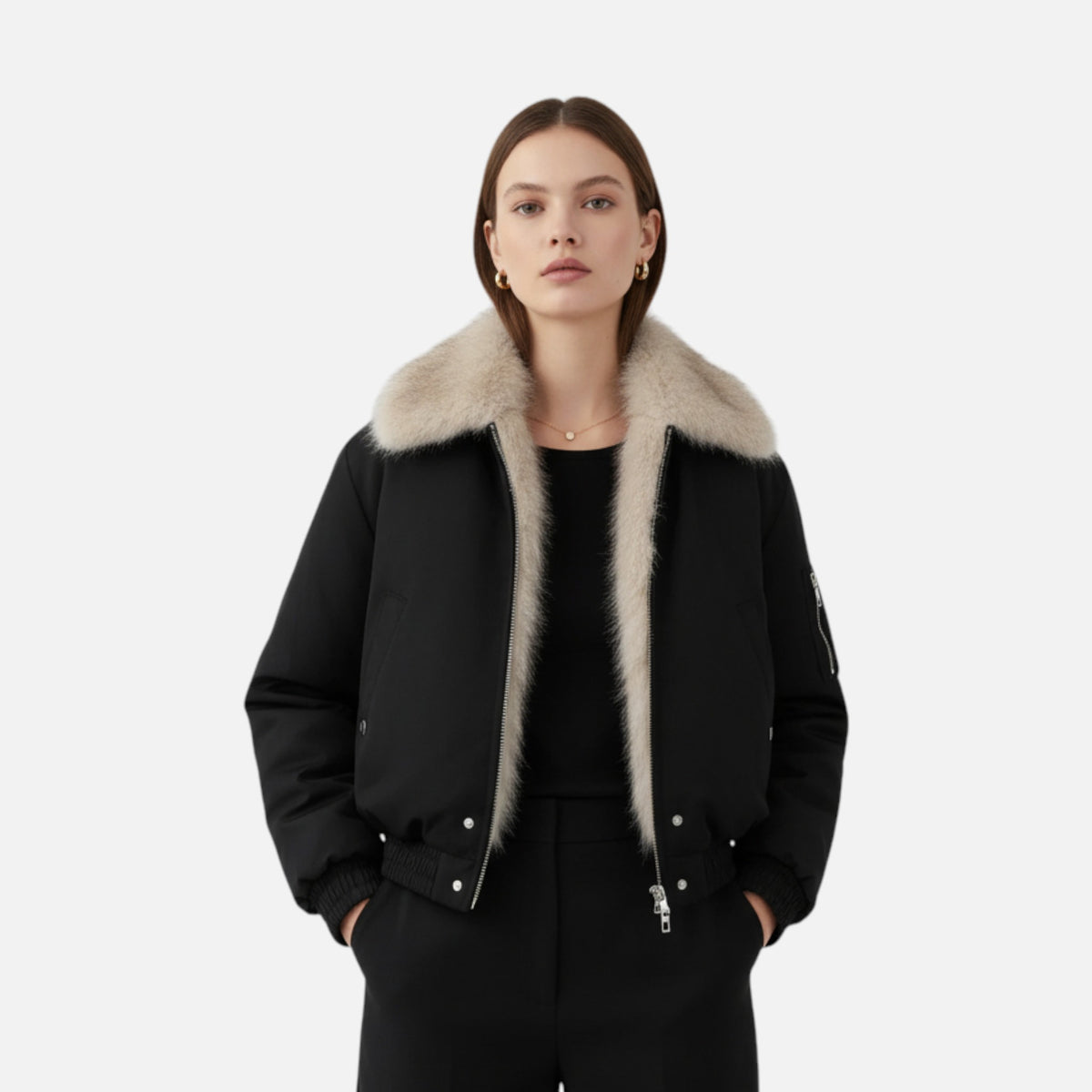 Ancienne Monde | Abrigo de Invierno para Mujer con Cuello de Piel