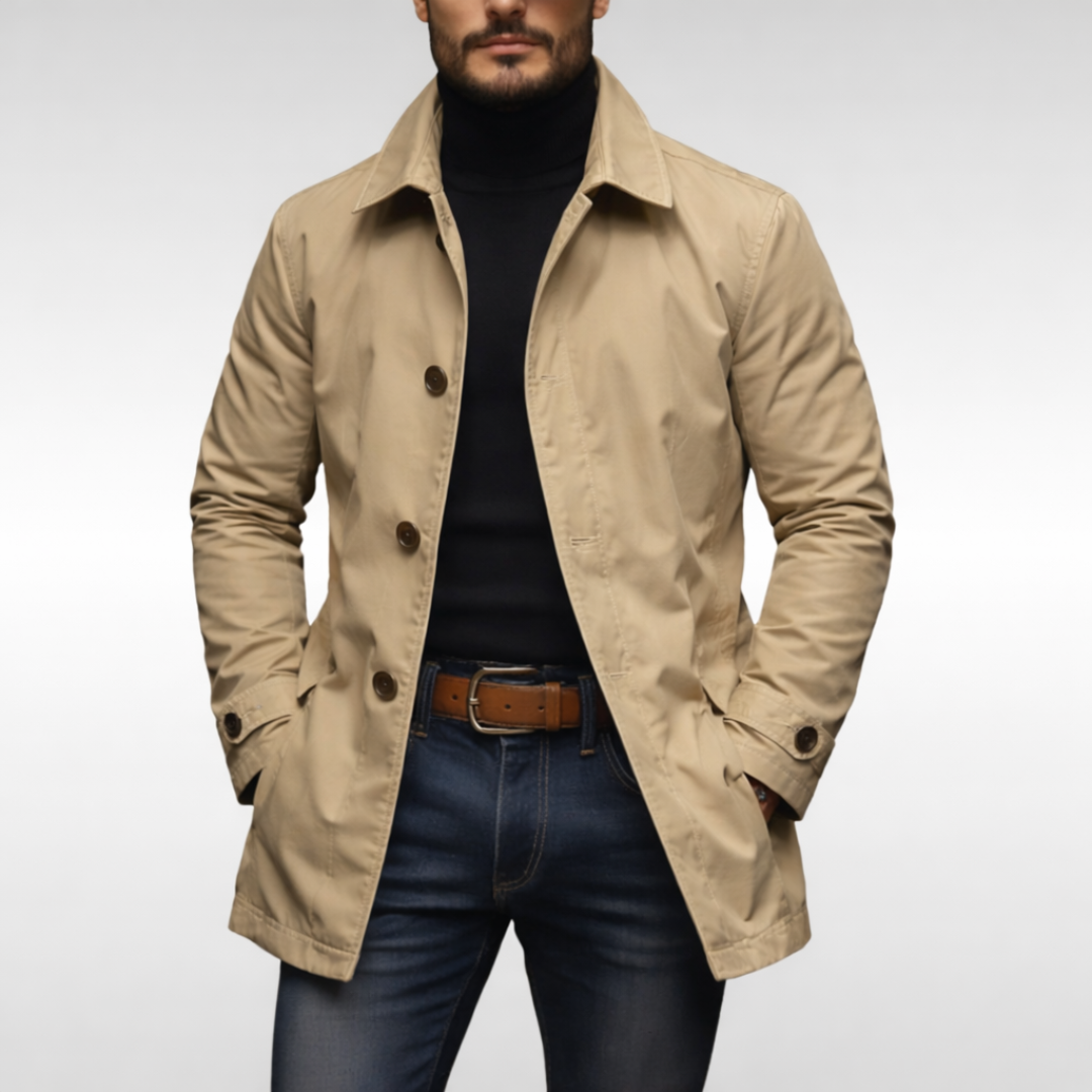 Cappotto da uomo – Resistente alle intemperie, con fodera trapuntata e taglio aderente