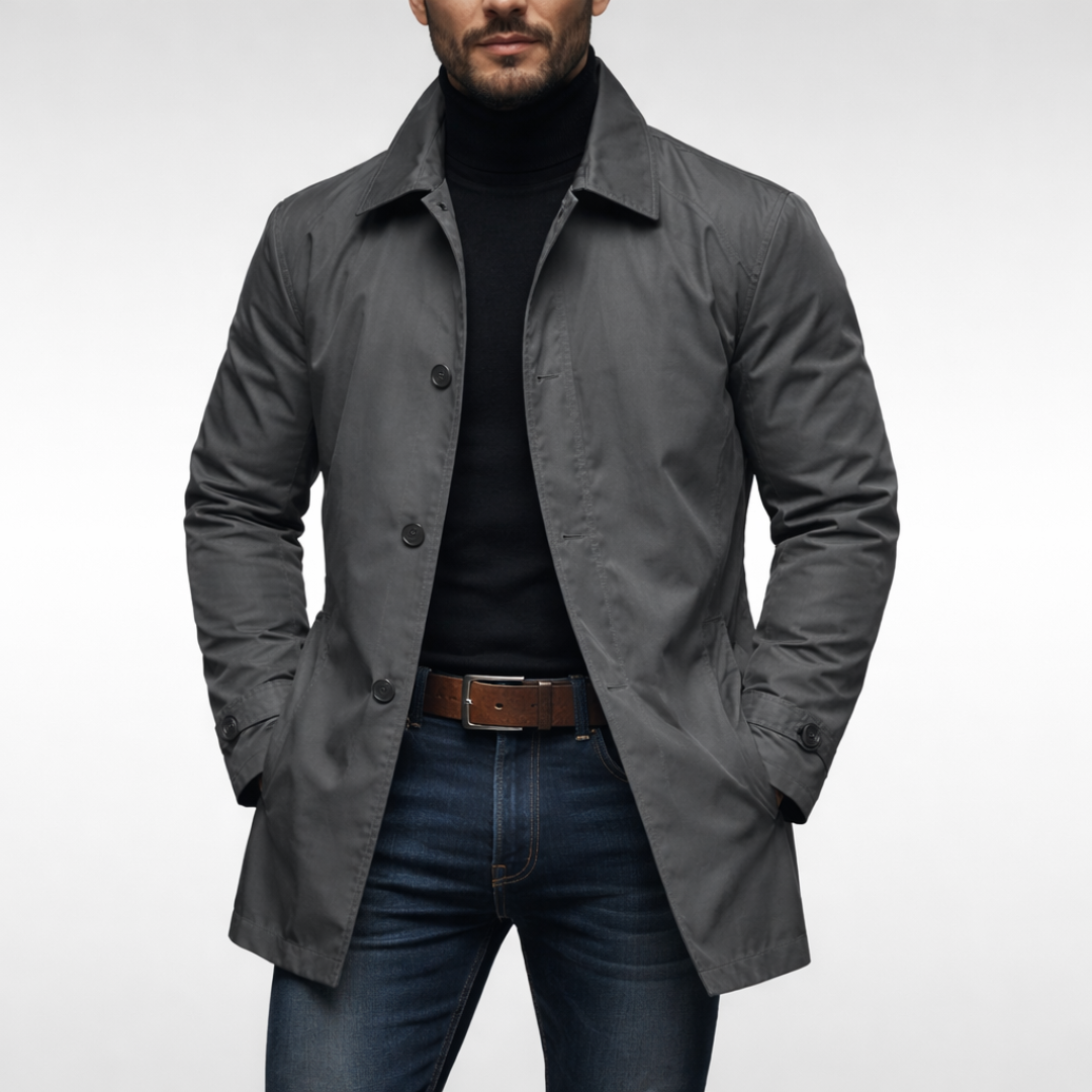 Cappotto da uomo – Resistente alle intemperie, con fodera trapuntata e taglio aderente