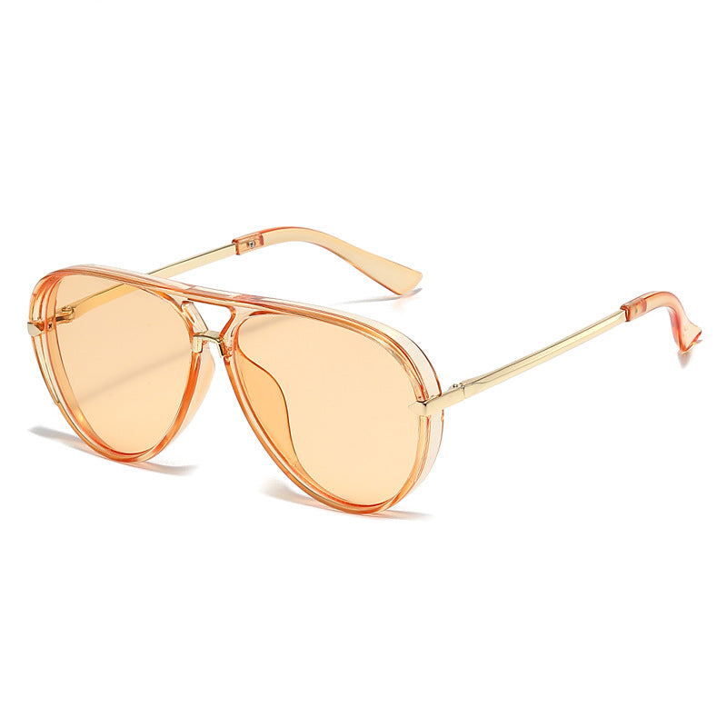 Ochelari de soare aviator cu ramă din aliaj metalic unisex, cu lentile colorate