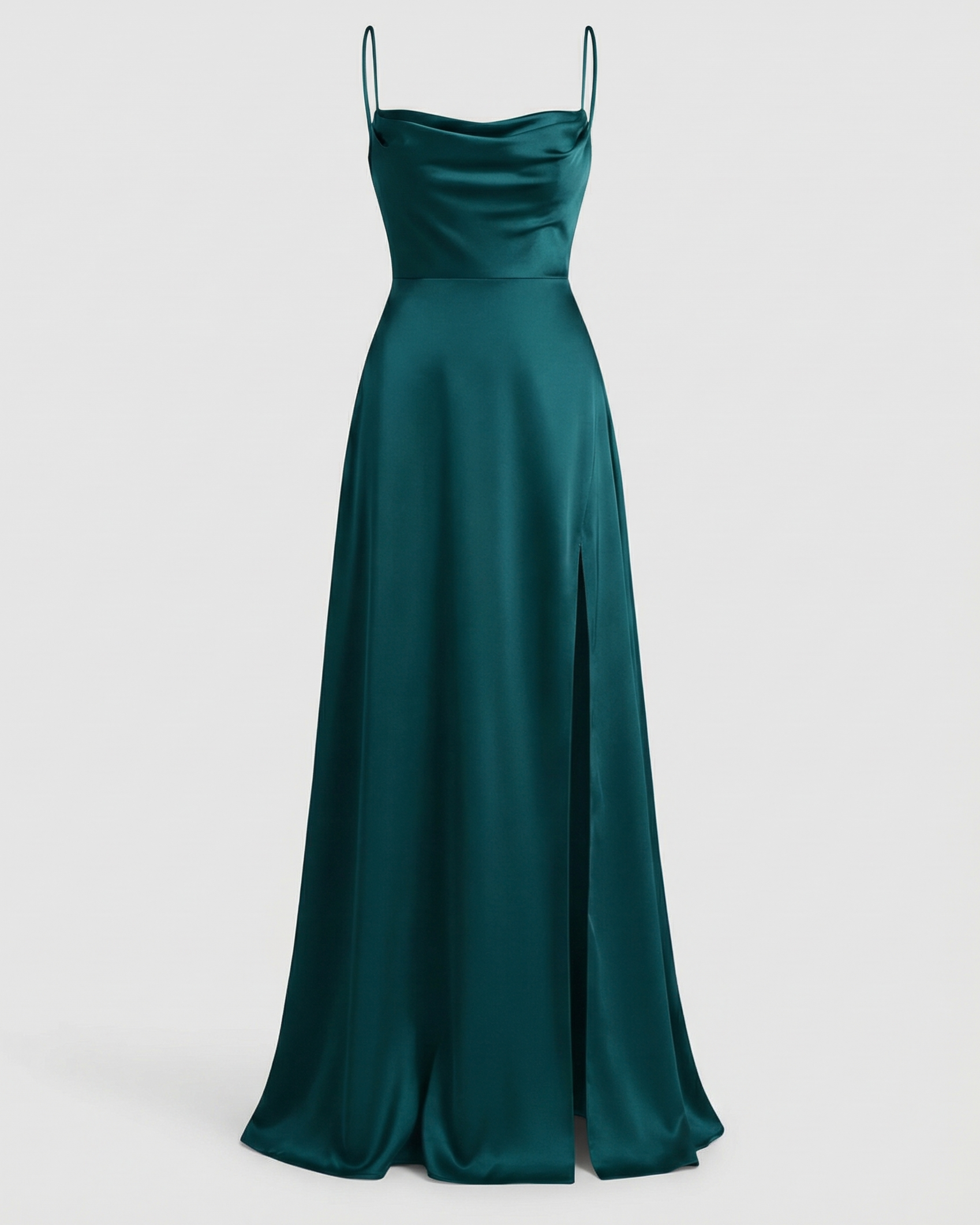 Robe longue de cocktail femme - drapé élégant à fines bretelles - mariage