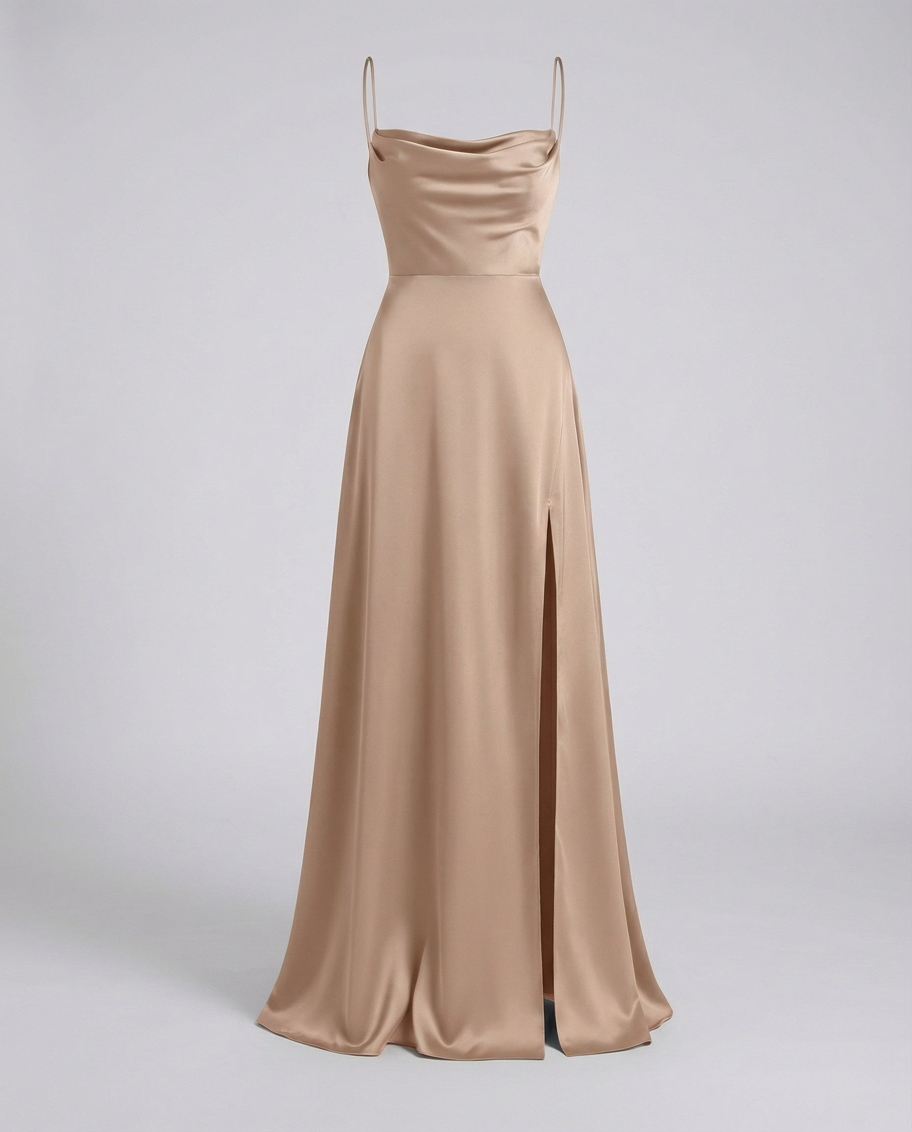 Robe longue de cocktail femme - drapé élégant à fines bretelles - mariage