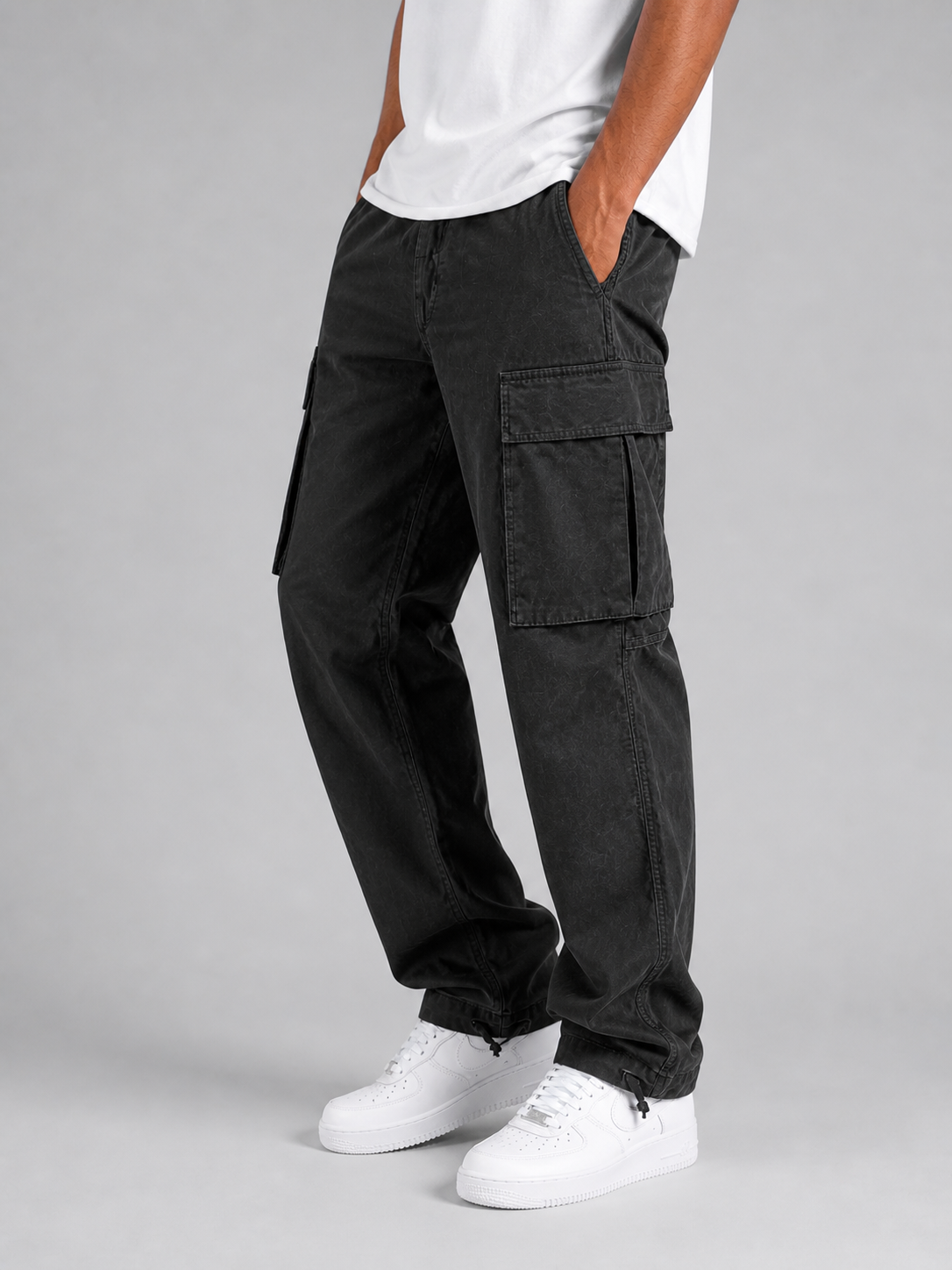 Pantalón cargo de algodón para hombre – múltiples bolsillos y corte informal