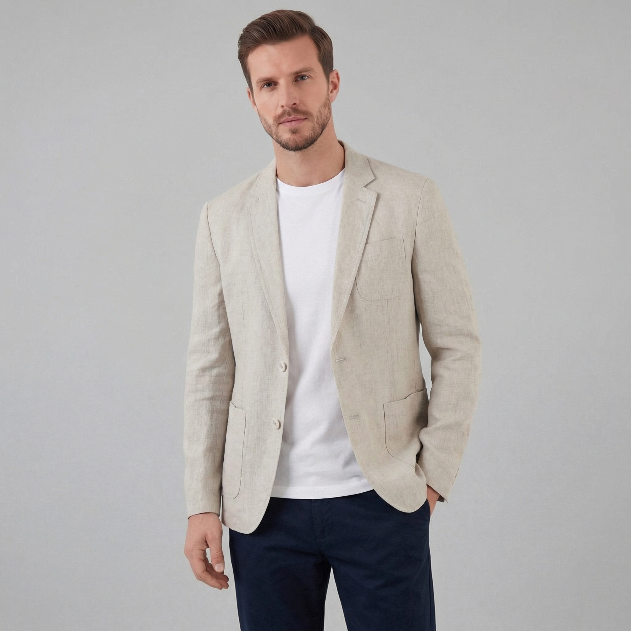 Lniana marynarka męska | elegancki blezer na wakacje