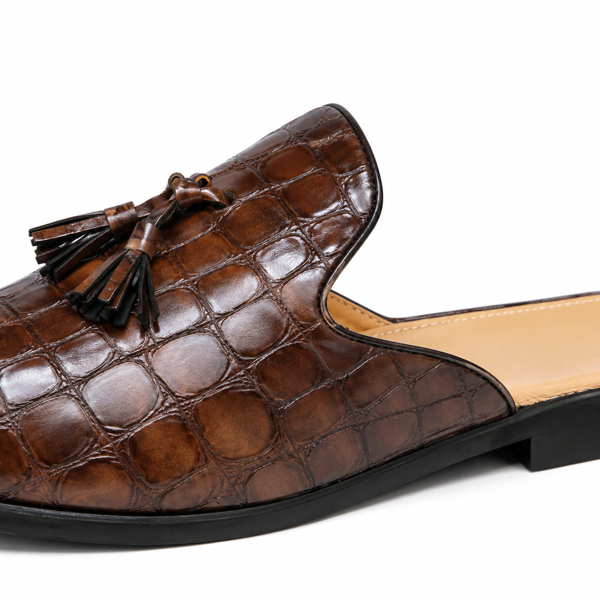 Mules de ville homme cuir texturé silhouette slip-on prestige