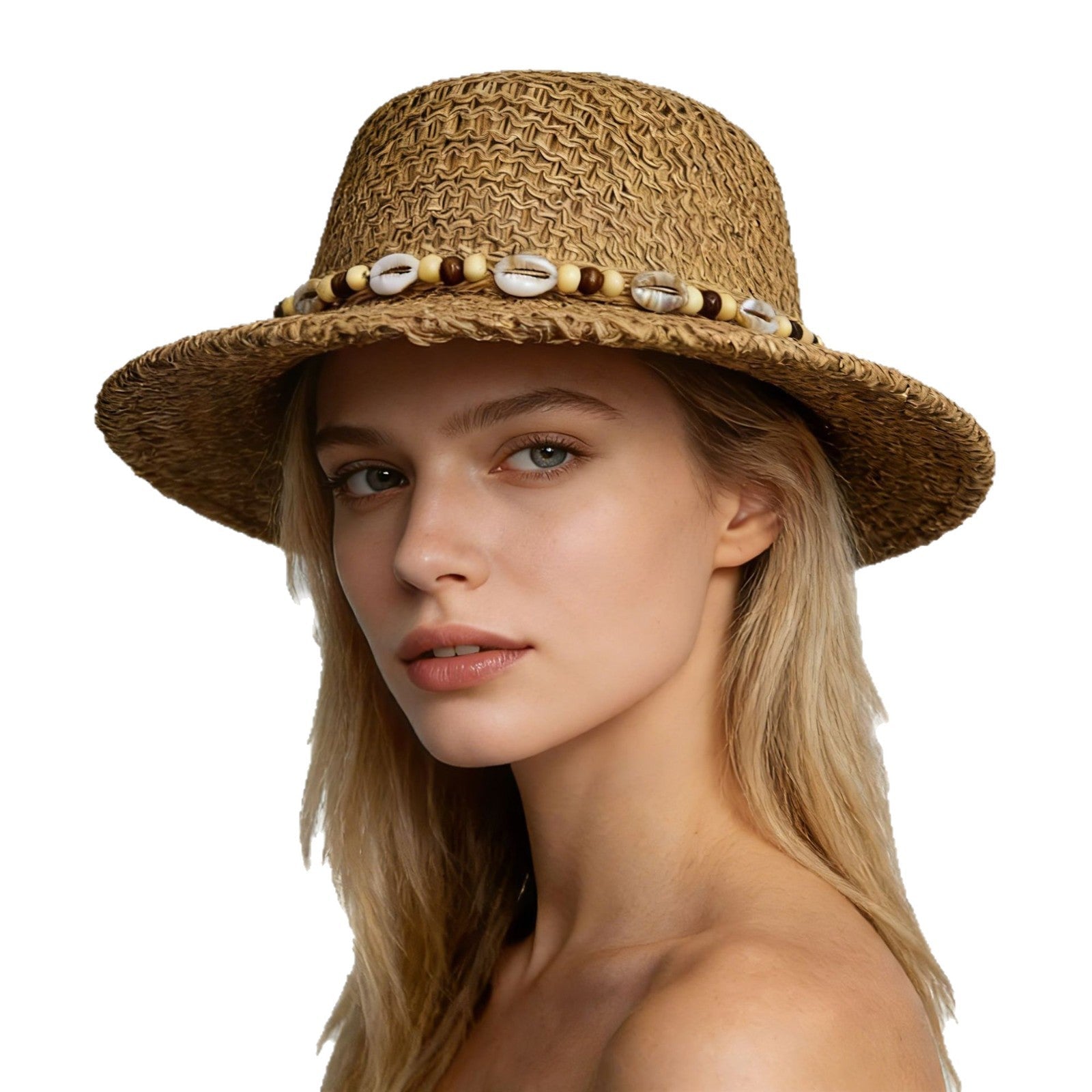 Chapeau de soleil pour femme - texture tressée - accessoire voyage