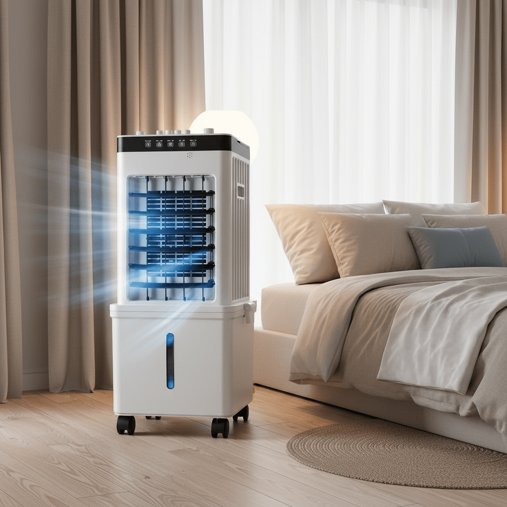 3-in-1 Quiet Portable Air Cooler with Remote Control, Humidifier, and Wheels