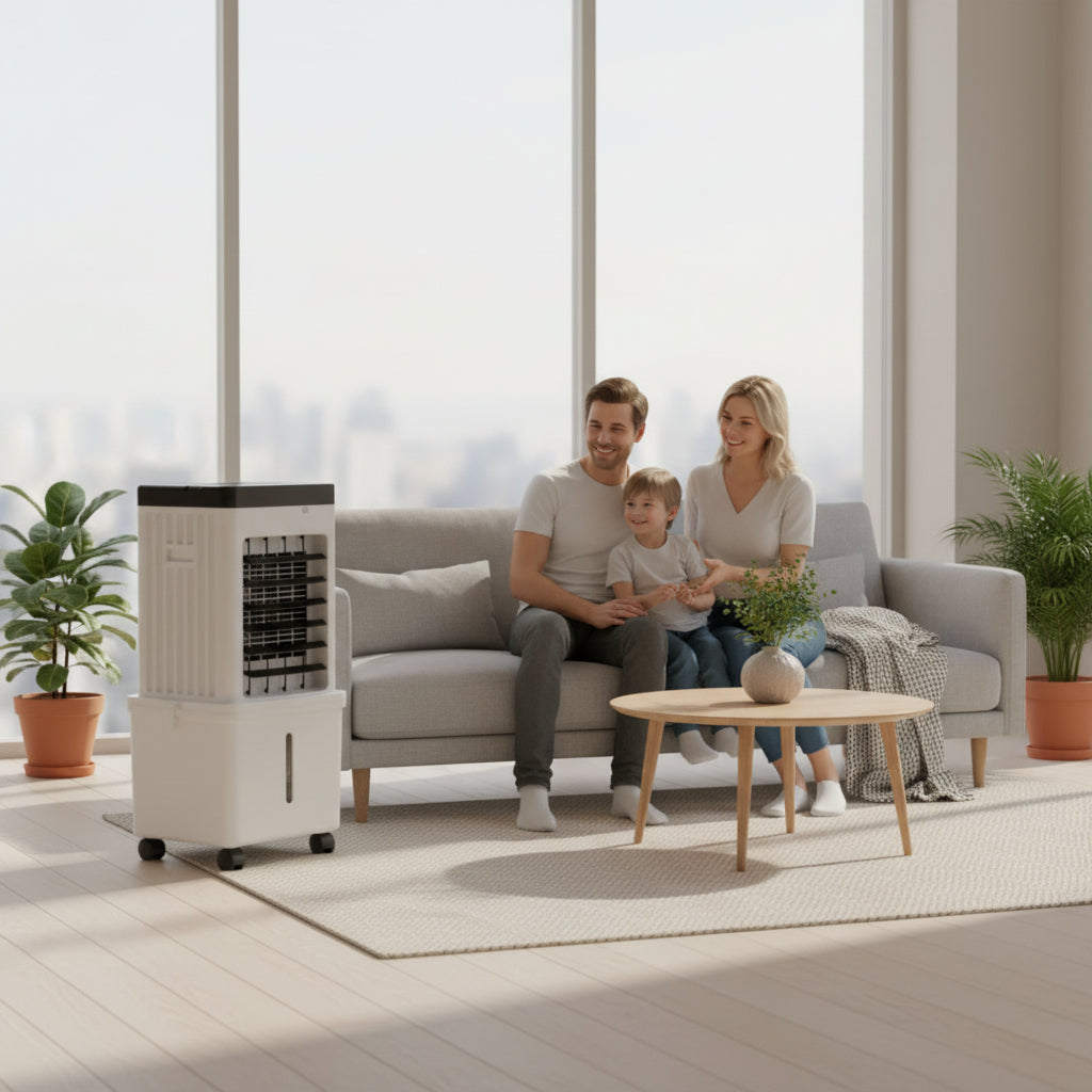 3-in-1 Quiet Portable Air Cooler with Remote Control, Humidifier, and Wheels