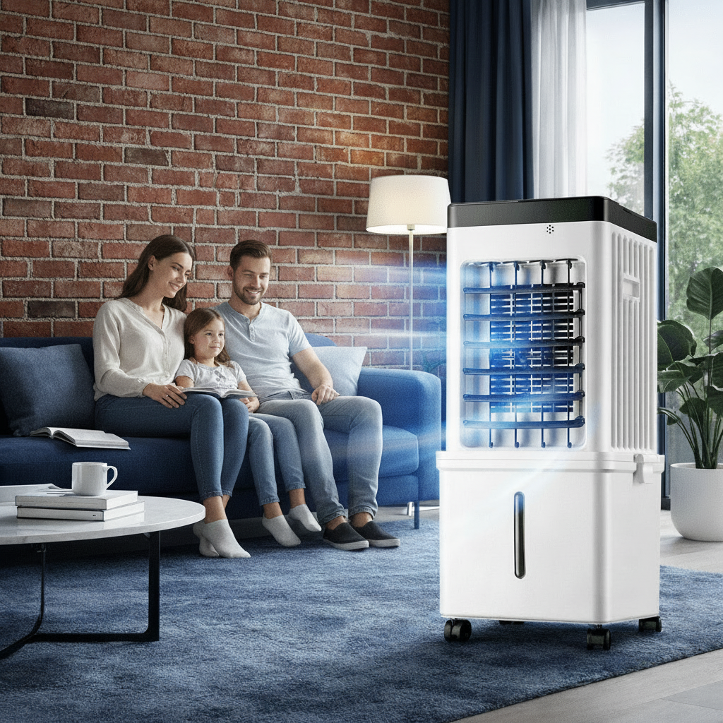 3-in-1 Quiet Portable Air Cooler with Remote Control, Humidifier, and Wheels