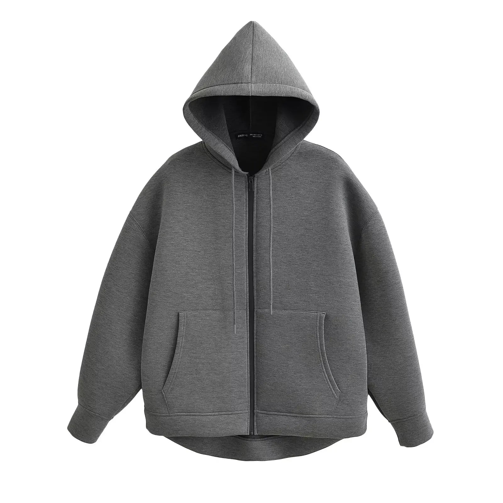 Damen-Polyester-Sweatshirt mit Reißverschluss – Doppelte Taschen und lässiger Oversize-Schnitt
