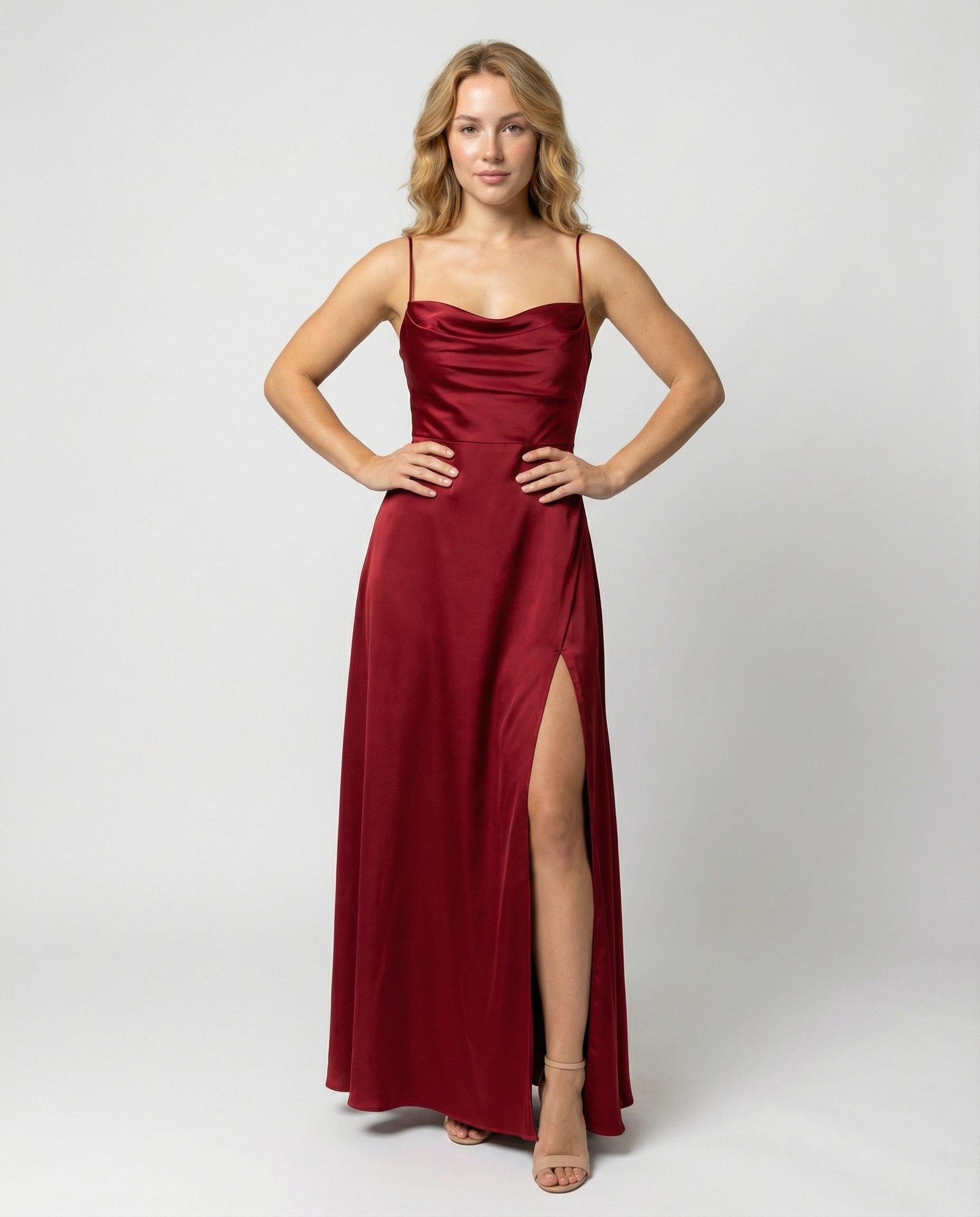 Robe de soirée en soie femme - coupe moulante fendue - grand événement