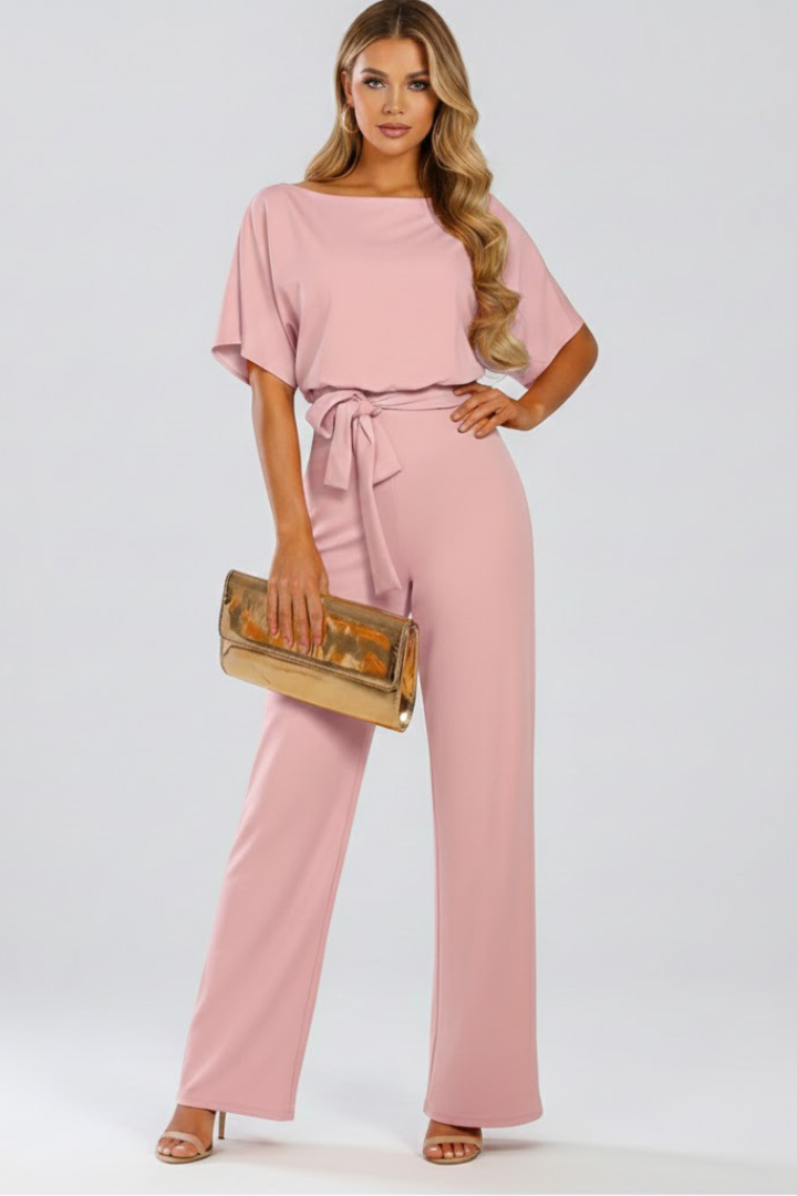 Combinaison pantalon pour femme — modèle évasé uni sans fermeture visible