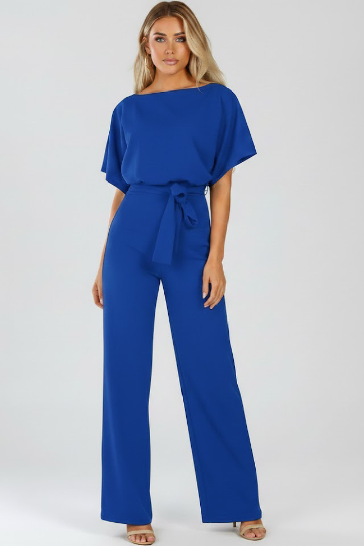 Combinaison pantalon pour femme — modèle évasé uni sans fermeture visible
