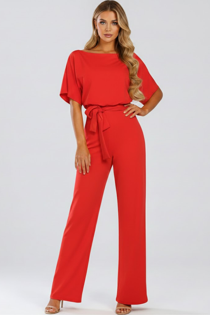 Combinaison pantalon pour femme — modèle évasé uni sans fermeture visible