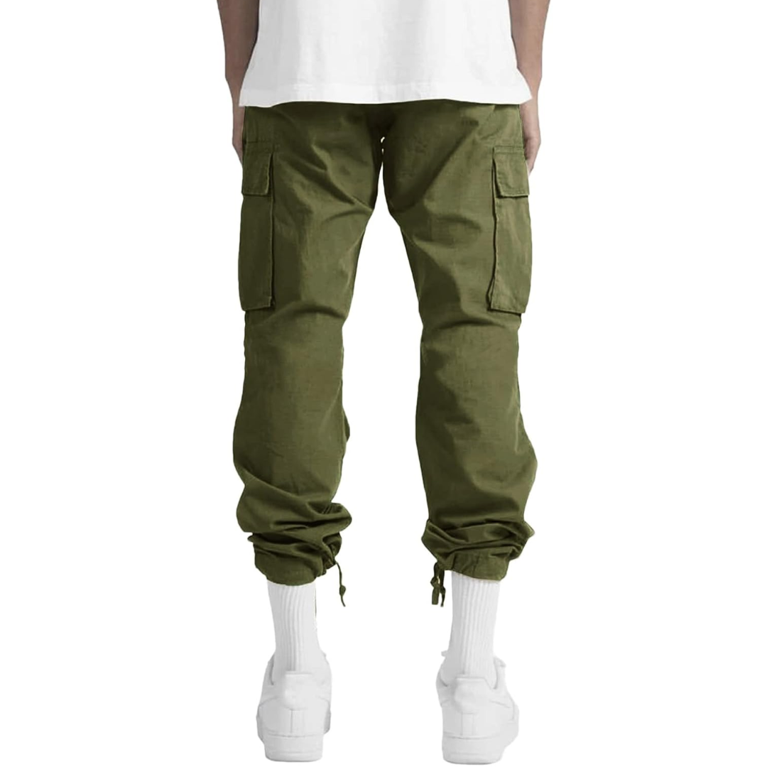 Pantalon Cargo Homme – Multipoches Taille Ajustable Coupe Décontractée