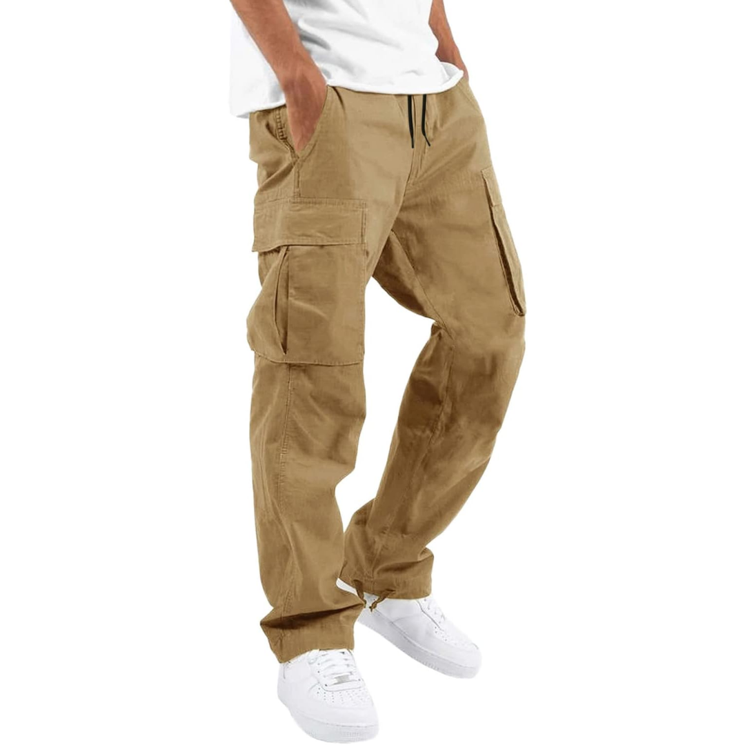 Pantalon Cargo Homme – Multipoches Taille Ajustable Coupe Décontractée