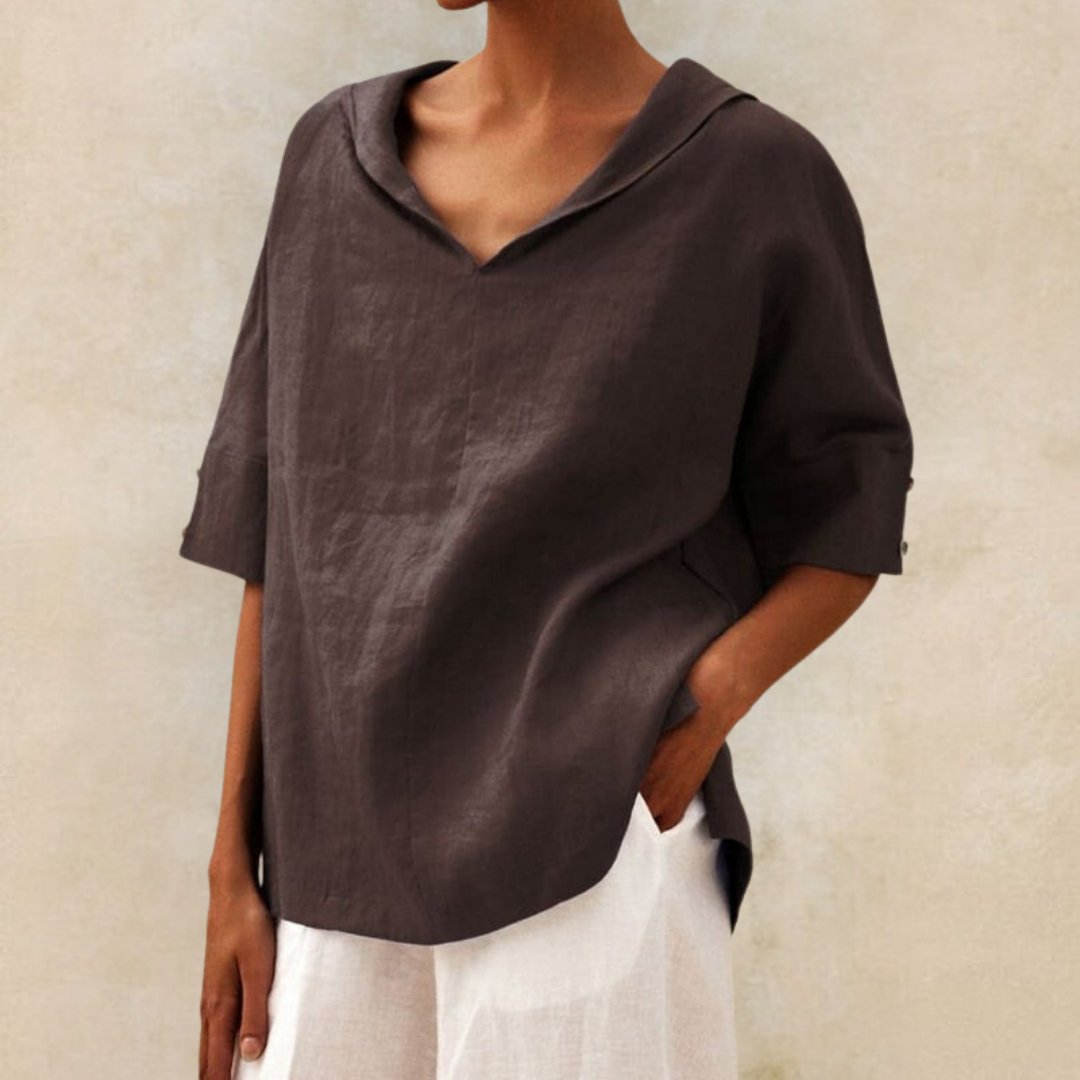 Top Femme Col V Fluide